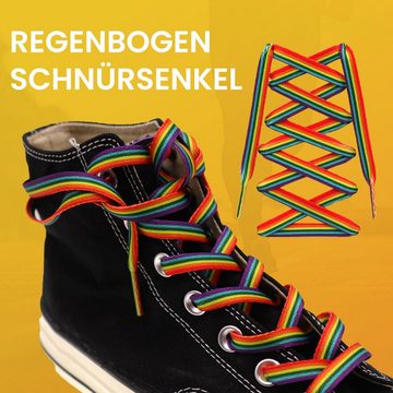 Daisred Schnürsenkel Regenbogen Schuhbänder 2 Paare Bunte Elastische