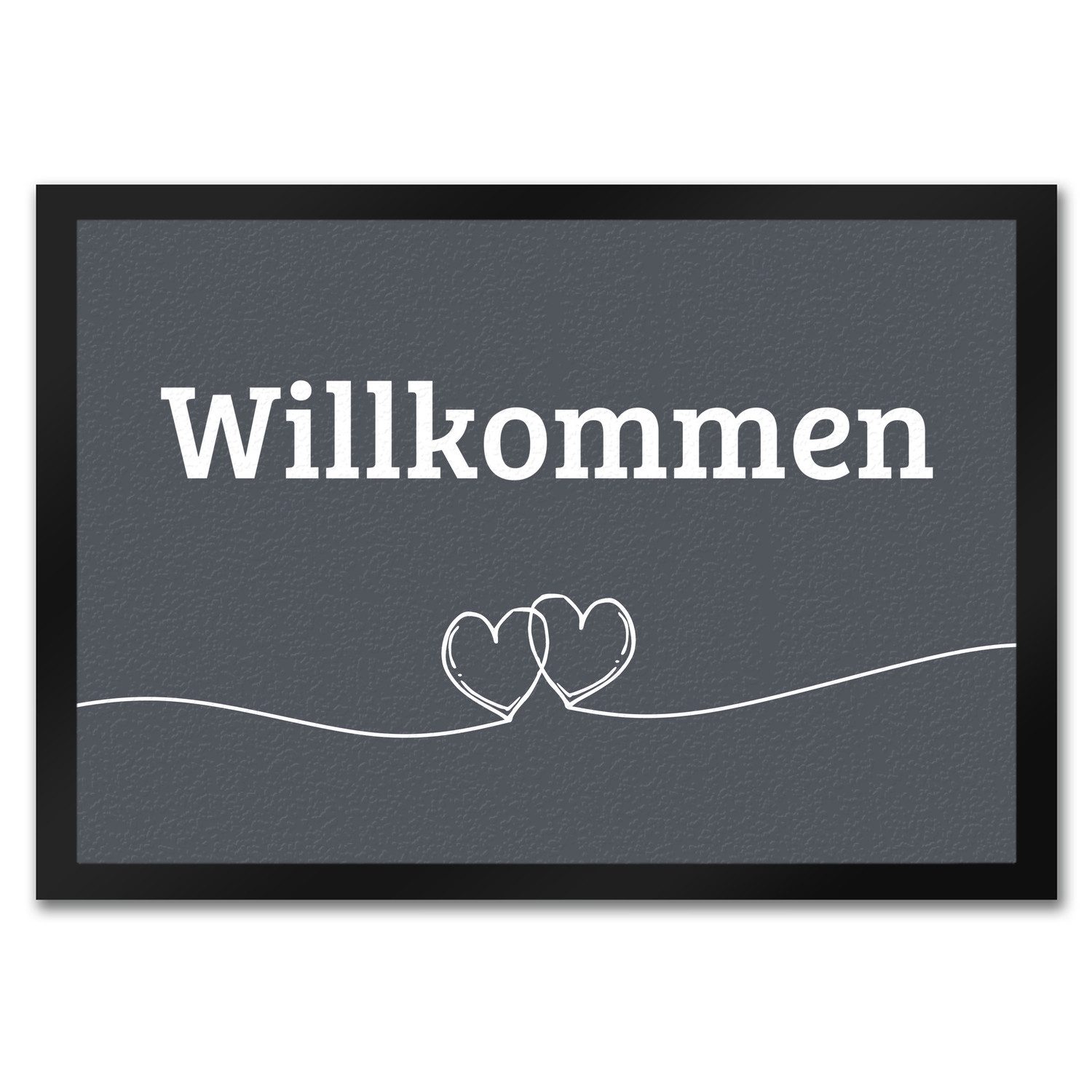 speecheese Fußmatte Fußmatte Willkommen in dunkelgrau mit Herzen Fußabtreter