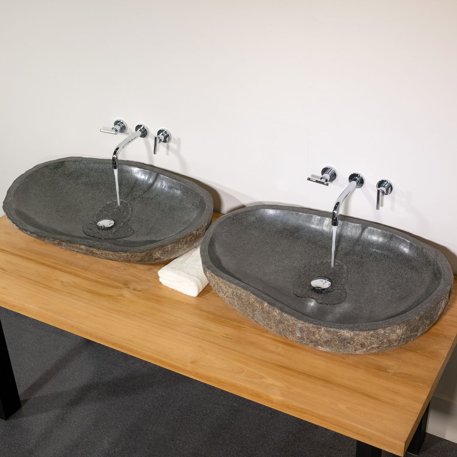 wohnfreuden Aufsatzwaschbecken Naturstein Zwilling Doppelwaschbecken ca. 80 cm (Kein Set), 126015