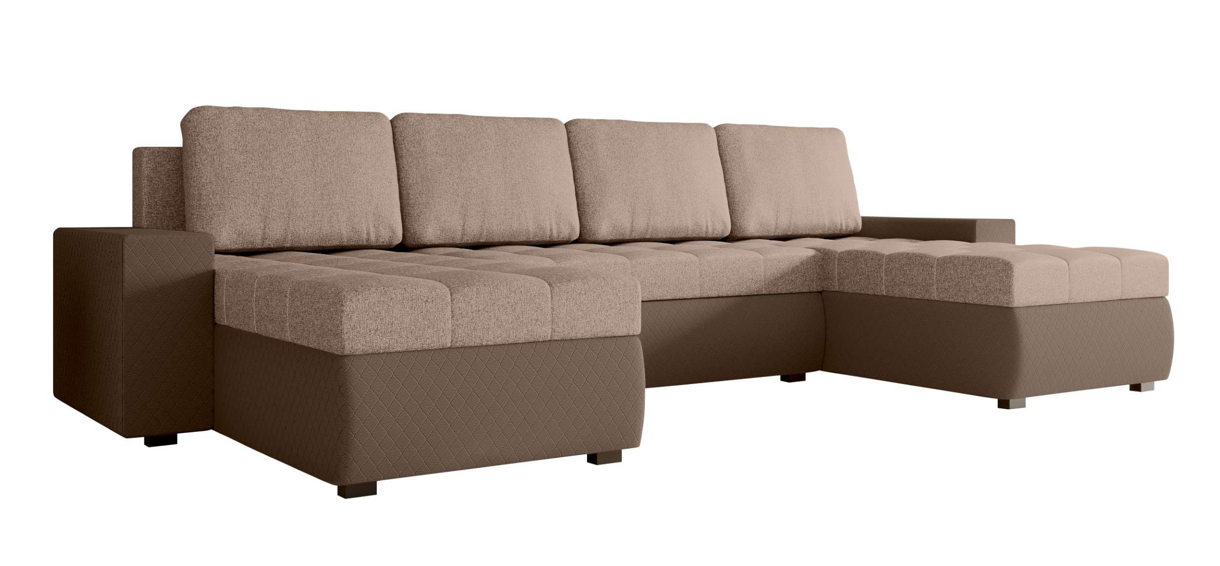 Stylefy Wohnlandschaft Amelia, Bettkasten, Sofa, mit Modern Sitzkomfort, Eckcouch, U-Form, Bettfunktion, mit Design