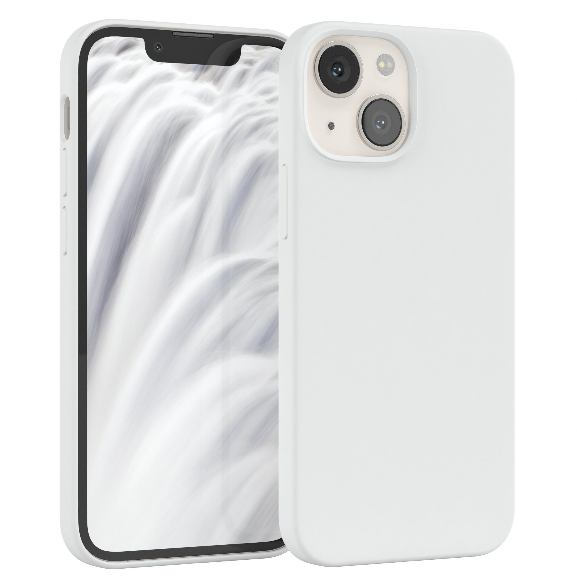 EAZY CASE Handyhülle Premium Silikon Case für Apple iPhone 13 Mini 5,4 Zoll, Silikon Schutzhülle mit Kameraschutz kratzfest Handy Softcase Weiß