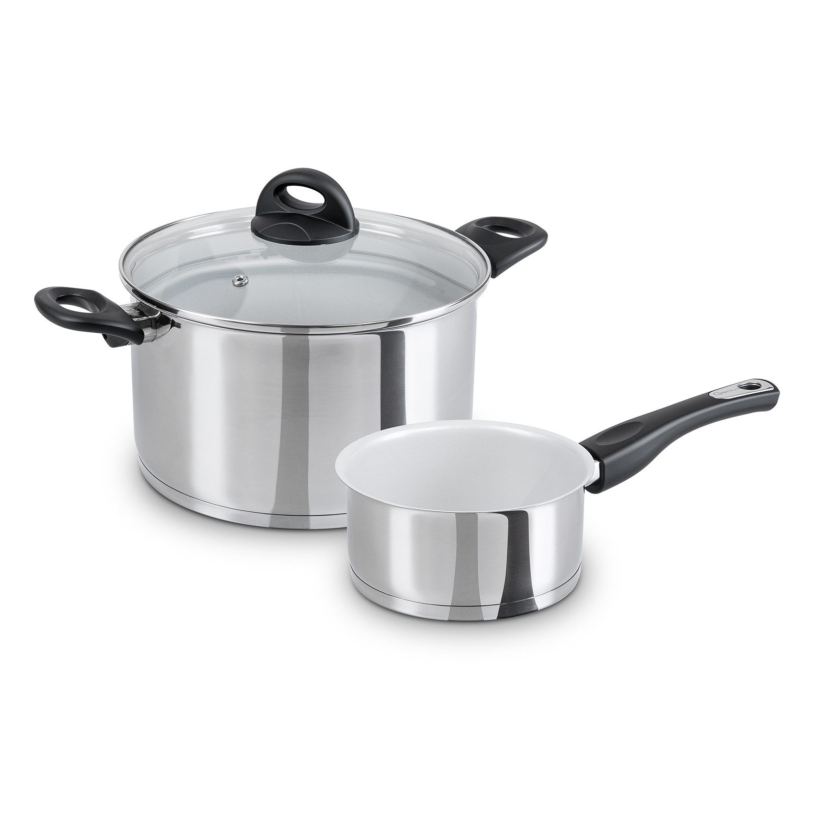 Genius Topf-Set Cerafit Steel Kochgeschirr-Set, 3-tlg., Keramik, Aluminium, Edelstahl, Kratzfeste und besonders langlebige Oberfläche