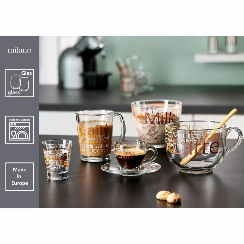 Ritzenhoff & Breker Espressotasse 2er Set Milano mit Untertassen, 95 ml, 2-tlg., Glas