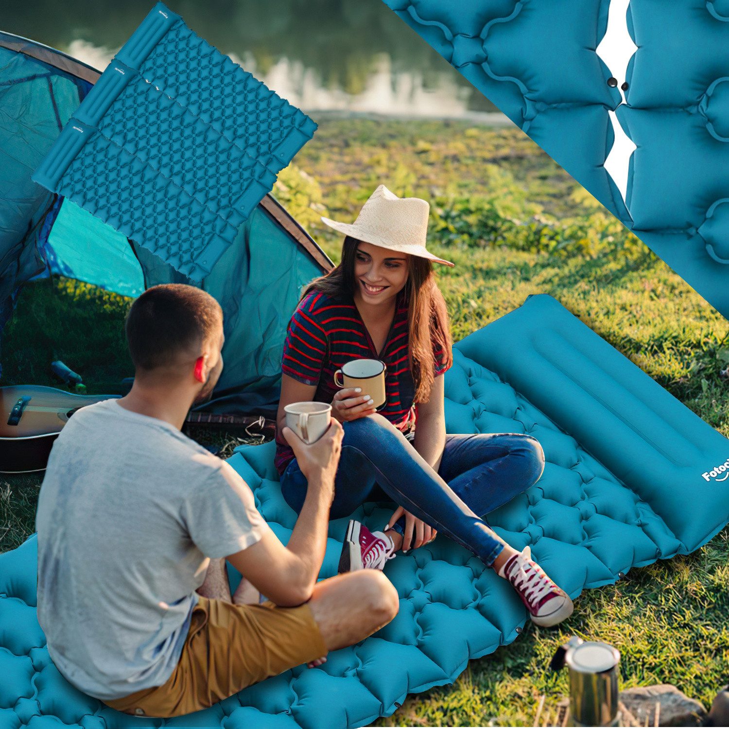 Clanmacy Isomatte 2-Tlg Isomatte Outdoor, Isomatte Ultraleicht, Isomatte Camping Outdoor