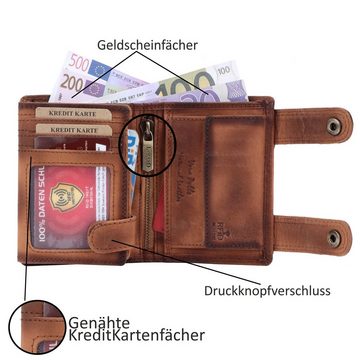 SHG Geldbörse ◊ Herren Geldbörse Brieftasche Leder Geldbeutel Portemonnaie (braun), Truckerbörse Kettenbörse Börse Münzfach Kreditkarten Motorrad