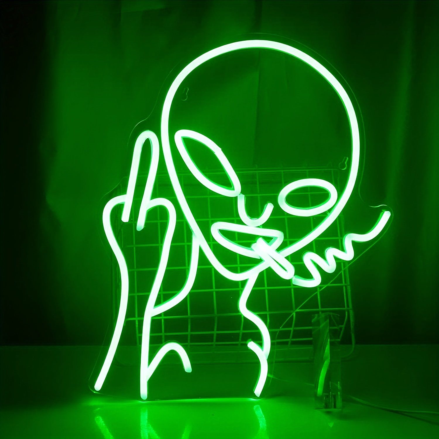 MUPOO LED Dekofigur LED Nachtlicht LED Neon Schild,Außerirdischer LED Neon  Lampe Halloween, LED Dekolicht 2M USB Batteriebetrieb Transparenter  Acrylrückwand, für Gaming Room Dekor,Hängeleuchte,Wandleuchte | Tischlampen