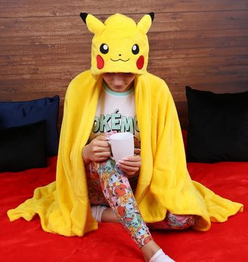 Sarcia.eu Morgenmantel Pokemon Pikachu Gelber Überwurf/Decke mit Kapuze 120x150cm