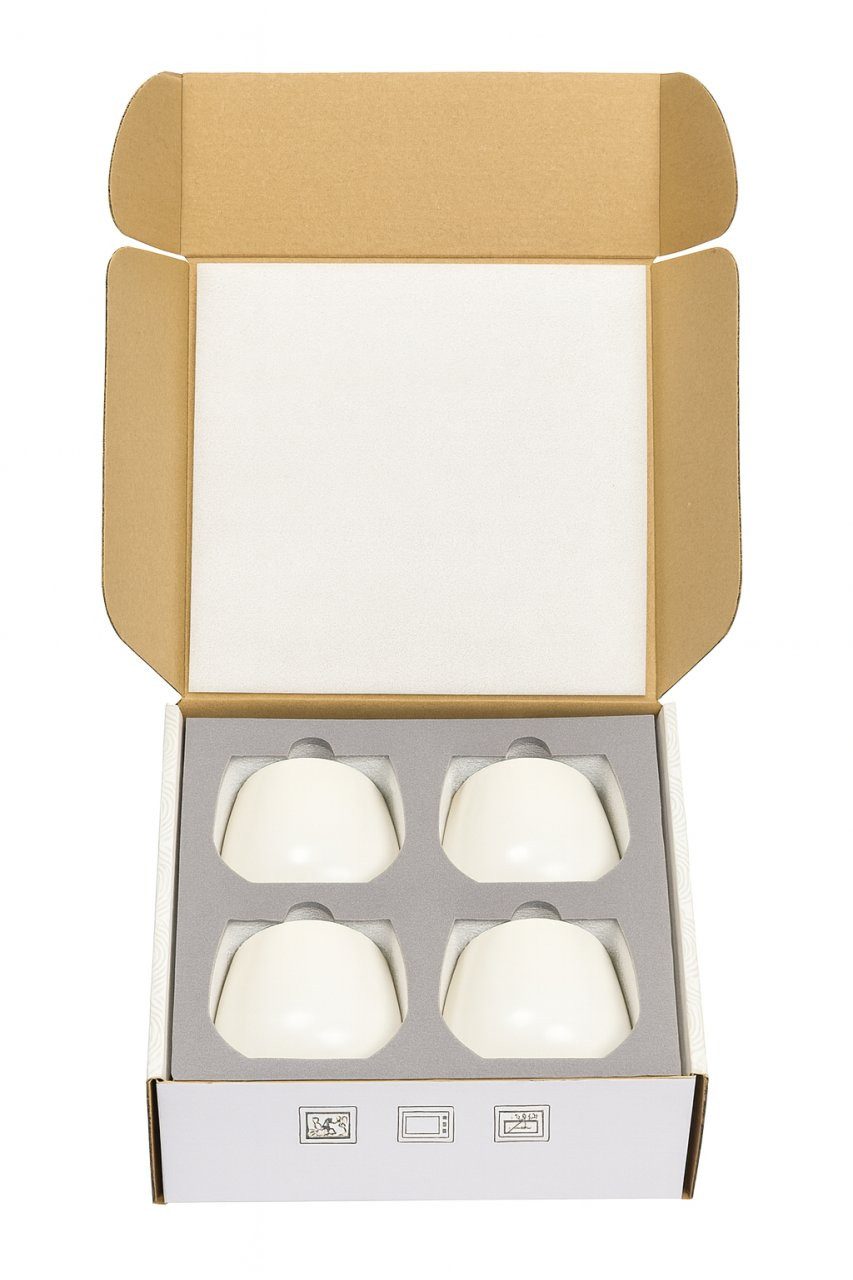 Goodwei Teeglas Japanisches Teebecher Set "Camellia White", modernes Design, 4-tlg., Keramik