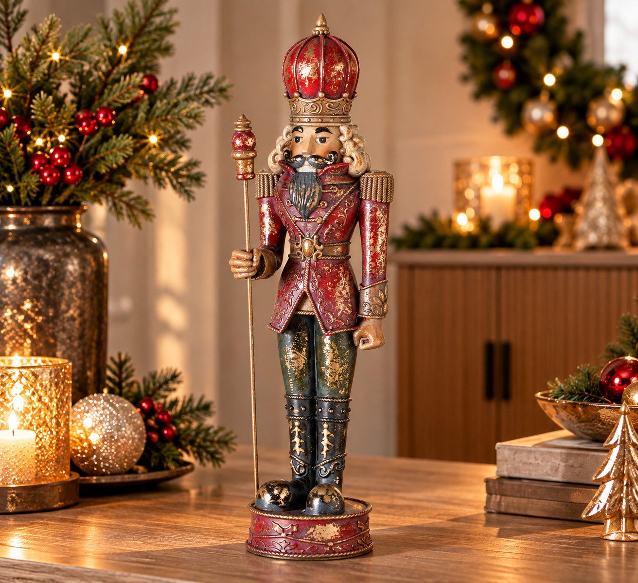 MF Weihnachtsfigur Nussknacker Figur Kronenwächter rot gold 40 cm (1 St)