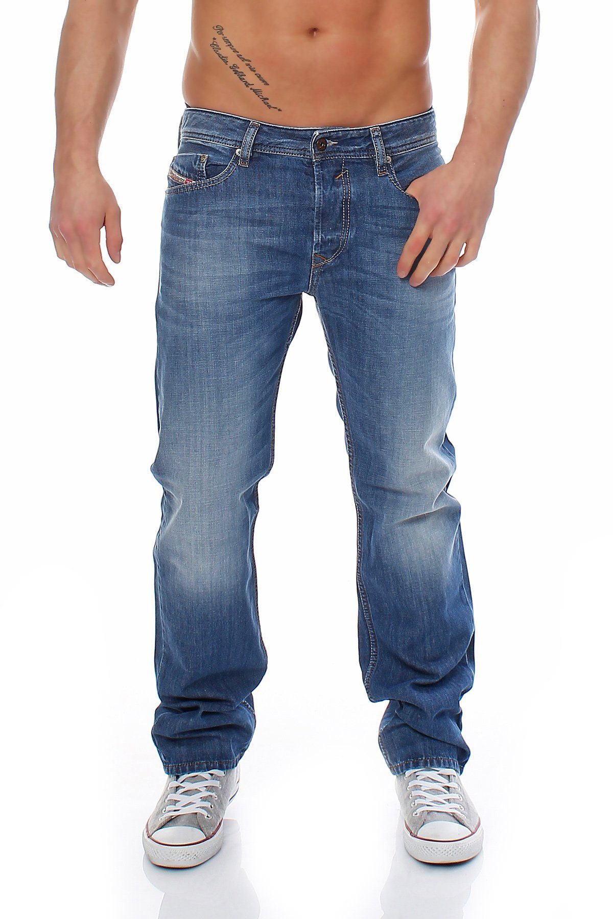 Diesel Regular-fit-Jeans Herren Waykee 0839C L32 Stretch Blau, Style, Pocket 5 Dezenter Used-Look, Anteil, Größe: W28 ohne