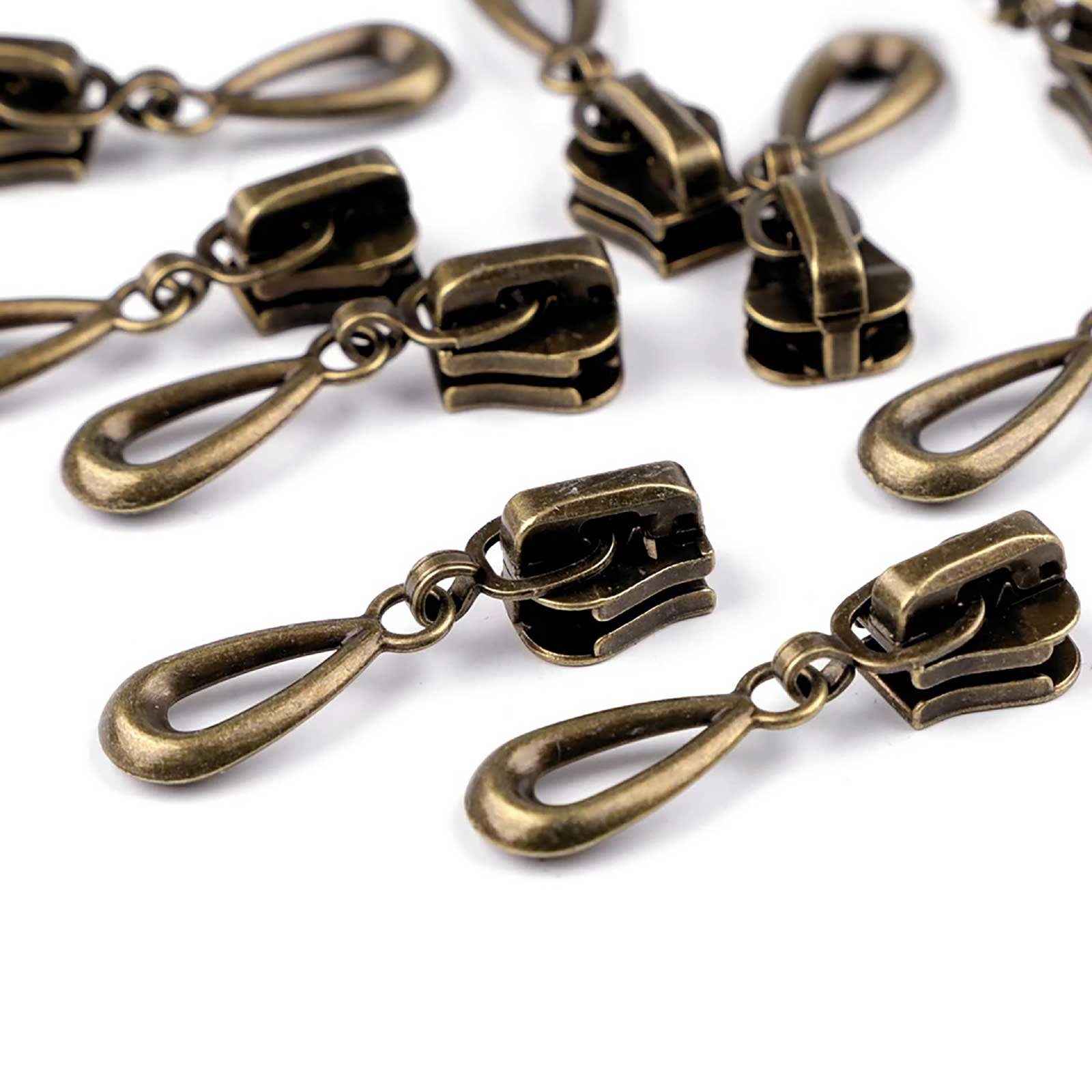 maDDma Reißverschluss 10 Reißverschluss Zipper 5mm Tropfenform, altmessing