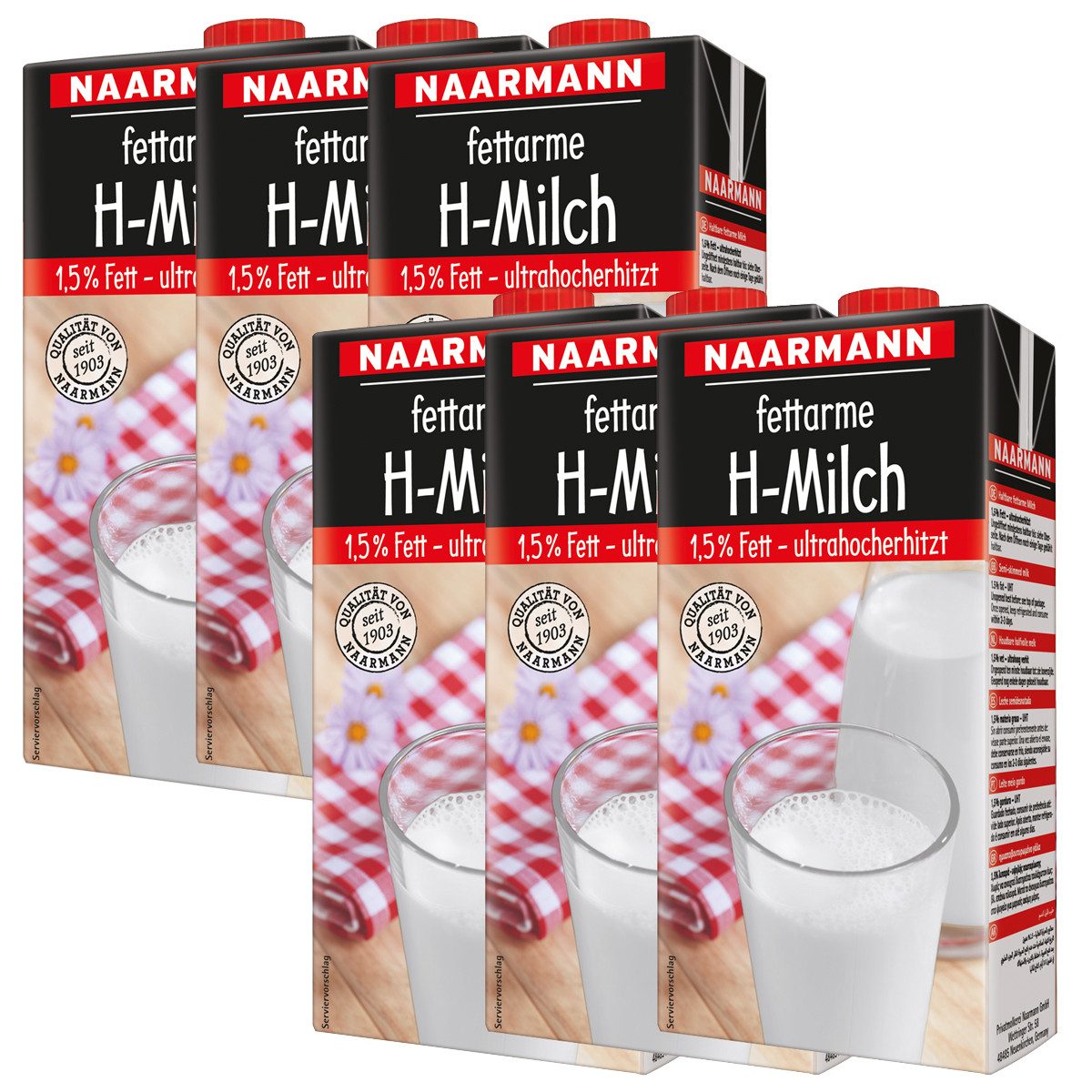 NAARMANN Milch, Naarmann H Milch 1.5 Fett ultrahocherhitzt 1000ml 6er Pack
