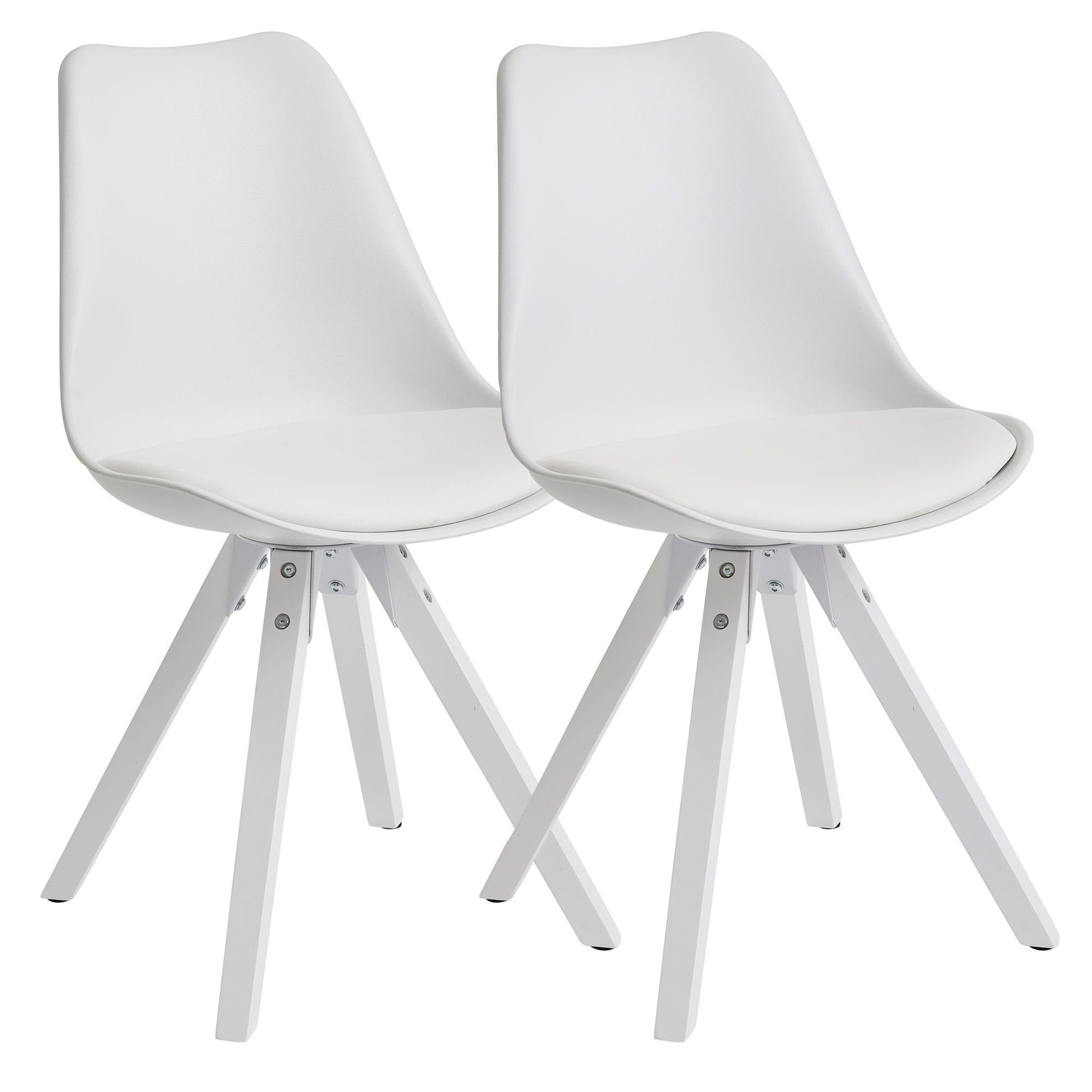 KADIMA DESIGN Esszimmerstuhl Esszimmerstühle LUND - Modernes Design, Massivholz-Beine, 2er Set Weiß | Weiß