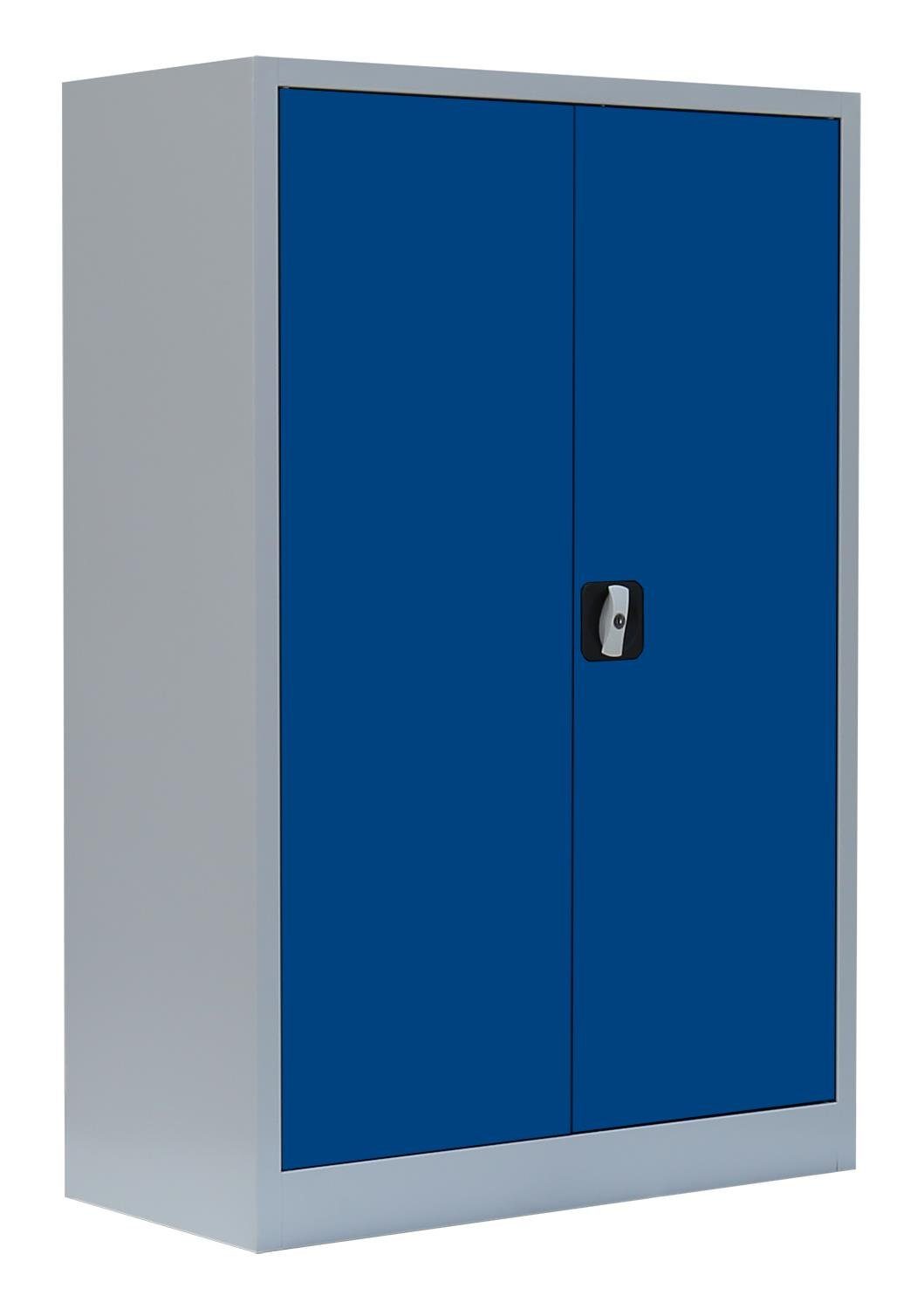 | Mehrzweckschrank Korpus: Steelboxx Türen: abschließbar RAL Montage (1-St) Metallschrank montiert, 7035 notwendig Aktenschrank Lichtgrau/ RAL keine 5010 120x925x42,2cm Lichtgrau Komplett Enzianblau