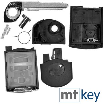 mt-key Auto Klapp Schlüssel Ersatz Gehäuse 3 Tasten + Rohling + VARTA CR1620 Knopfzelle, CR1620 (3 V), für Mazda 2 DE 6 GH CX-7 ER MX-5 NC 3 BL 5 CR Funk Fernbedienung