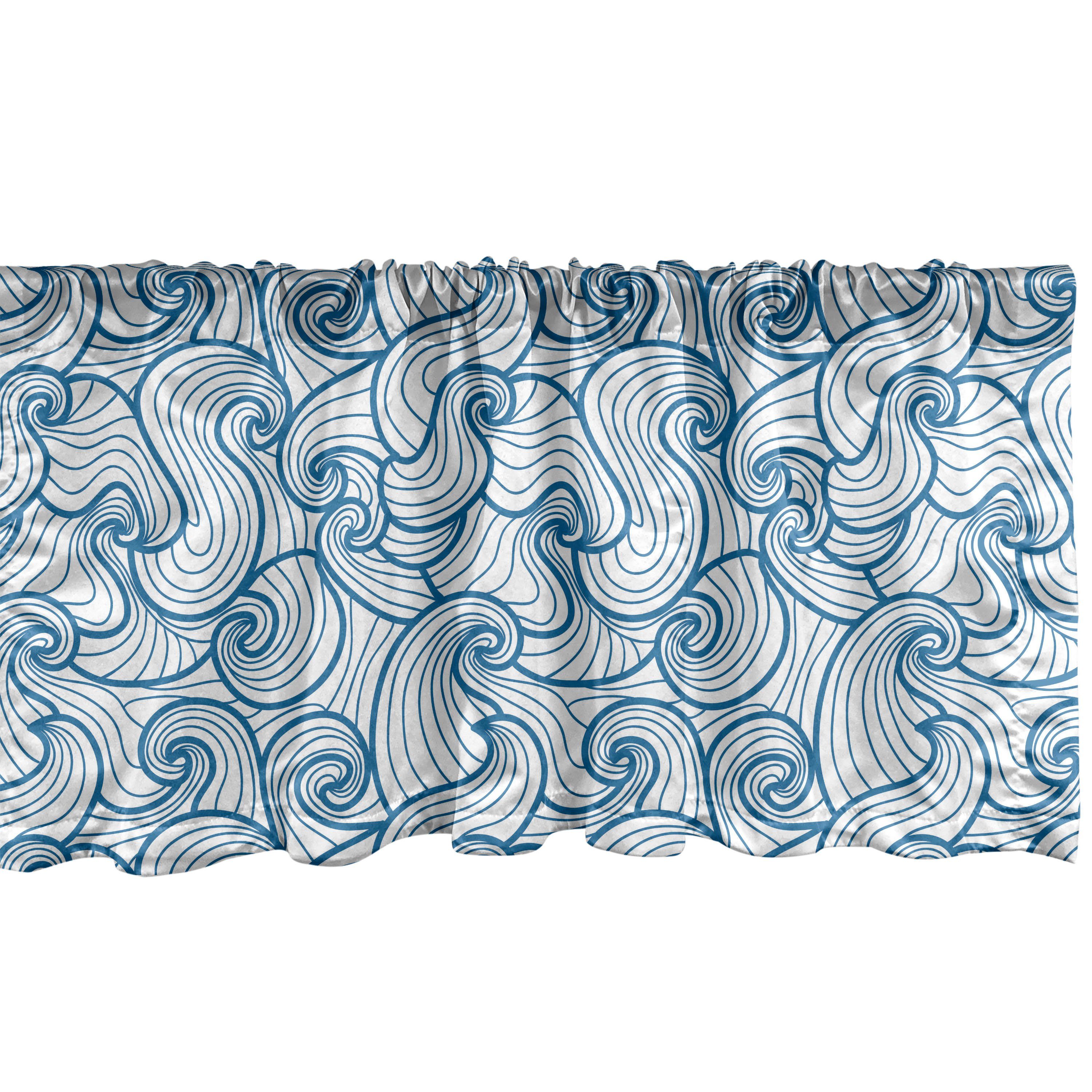 Scheibengardine Vorhang Volant für Küche Schlafzimmer Dekor mit Stangentasche, Abakuhaus, Microfaser, Abstrakt Wirbelnde Oceanic Waves