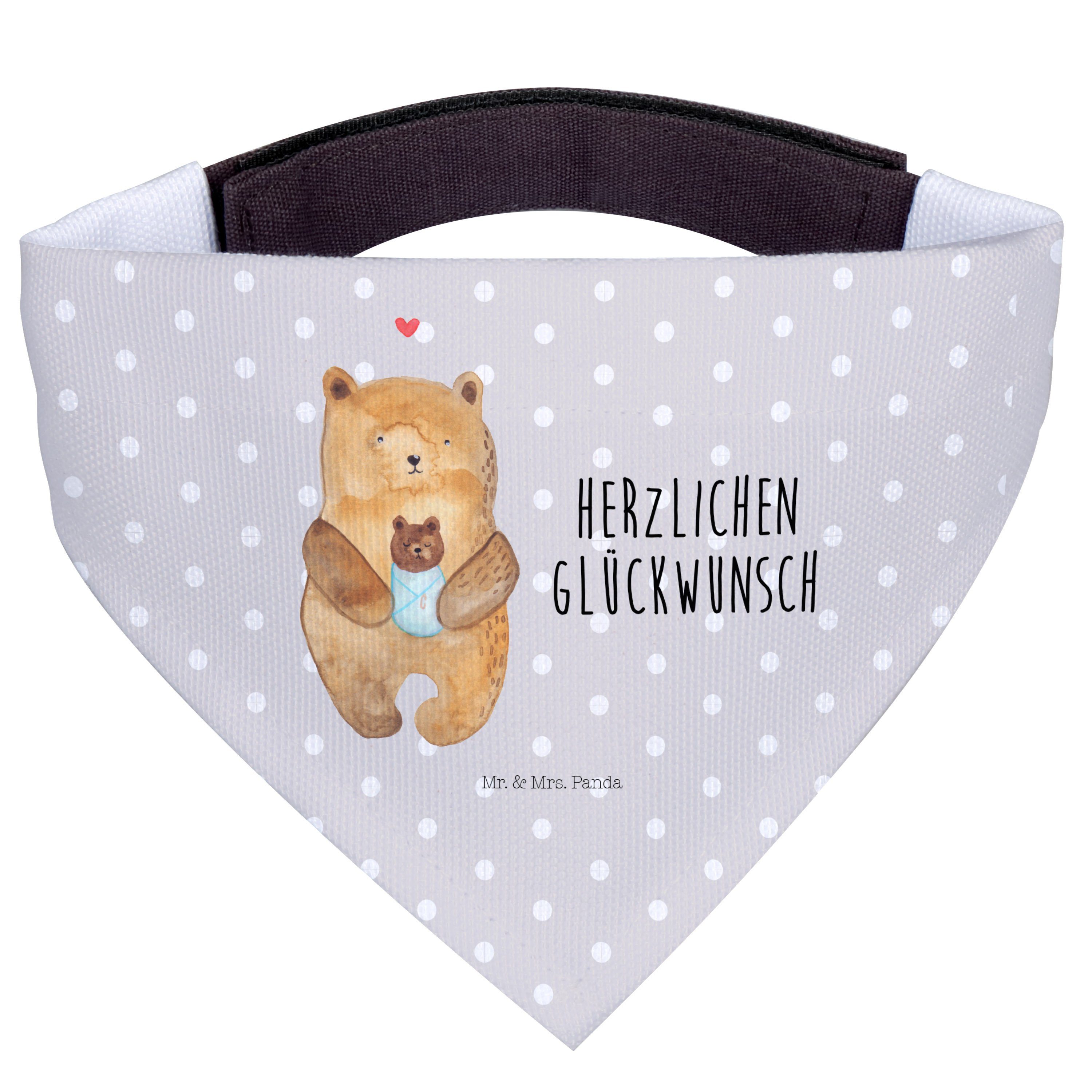 Mr. & Mrs. Panda Hundefliege Bär Baby, Halstuch, Grau Pastell, Hunde Halstuch, Teddy, Hund, Mutter, Polyester, Hunde Bandana Tuch für Hunde Eltern