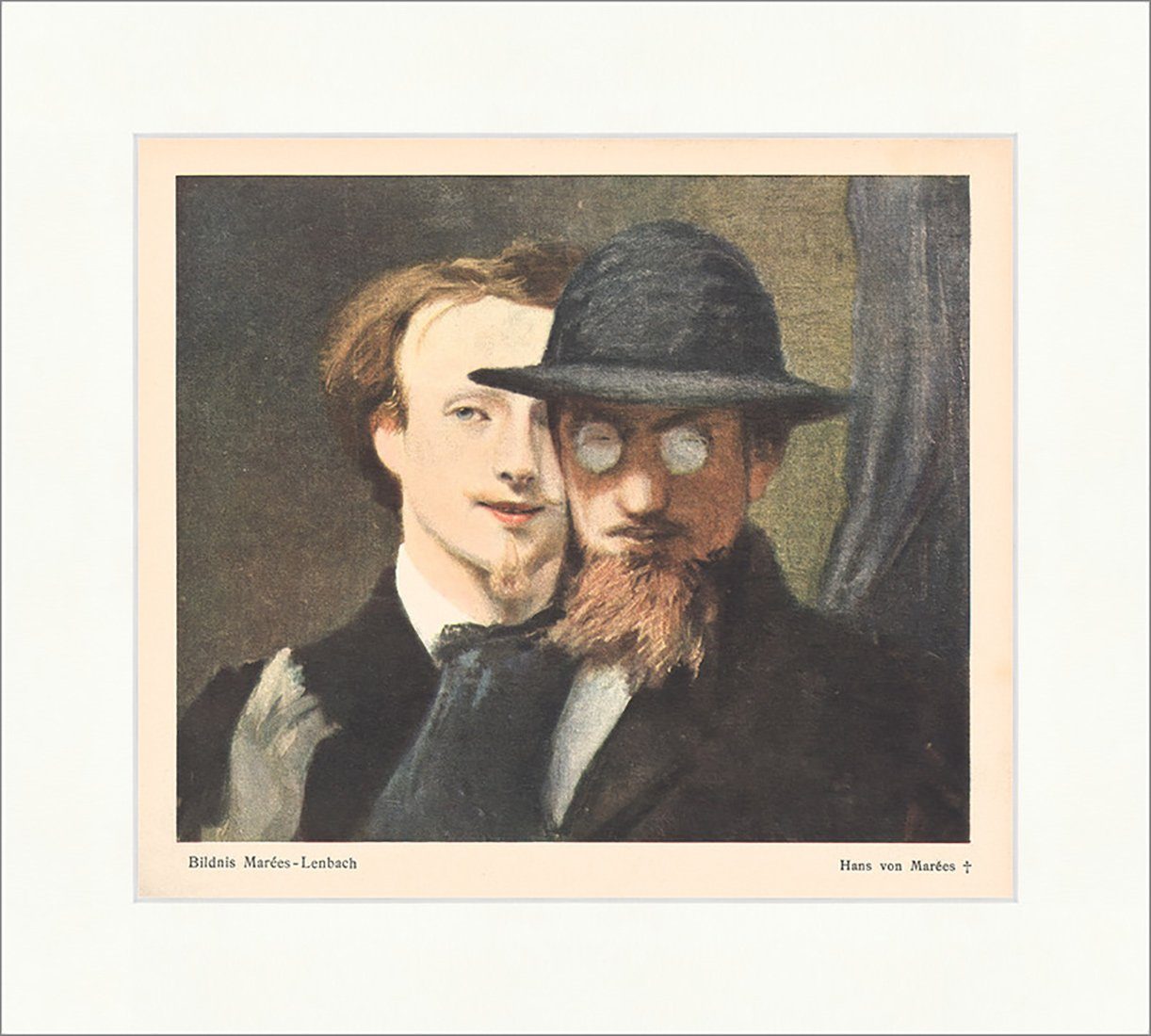Kunstdruck Bildnis Marees Lenbach Jugendstil Hans von Marees Brille Hut Bart Juge, (1 St)