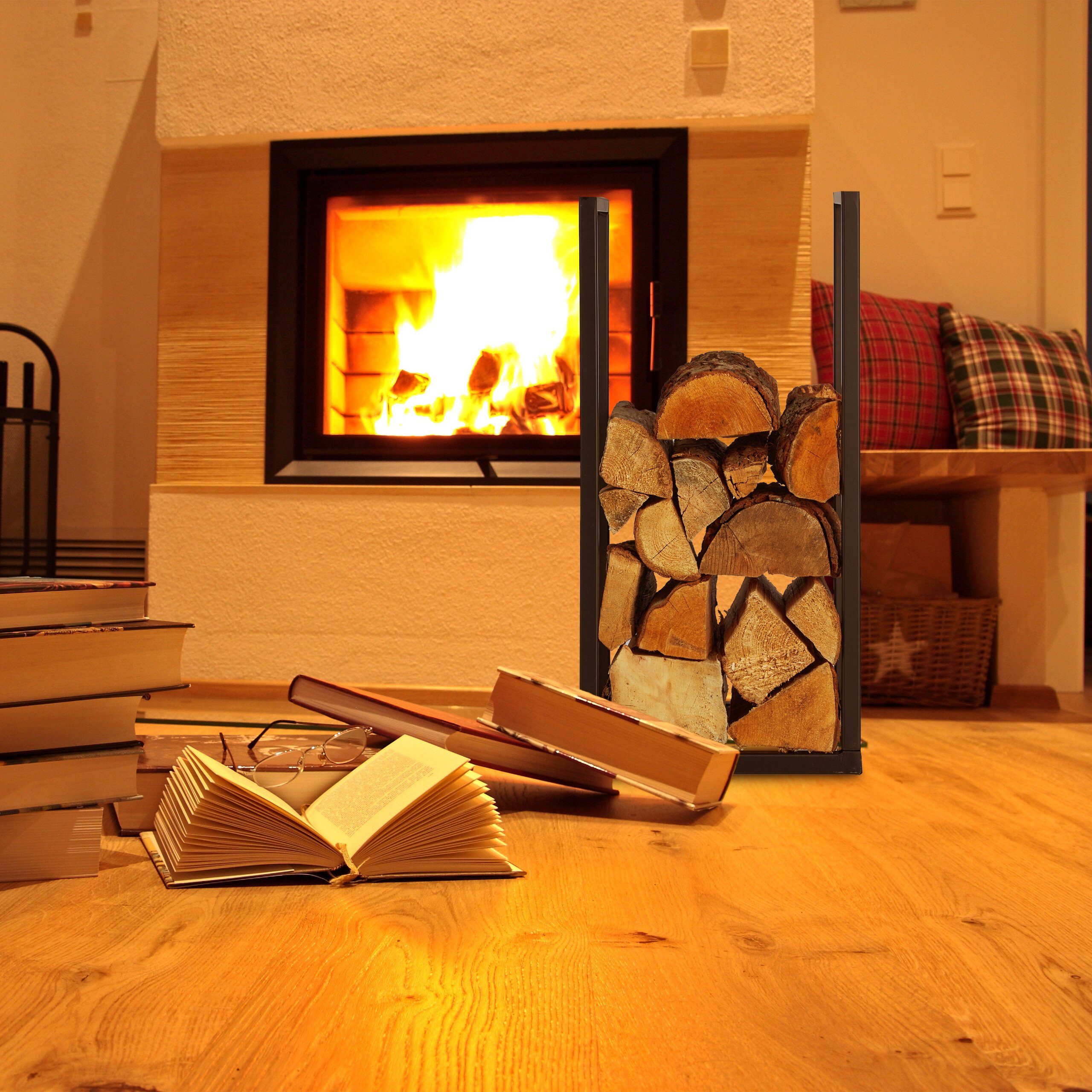 relaxdays Kaminholzregal Schwarzes Kaminholzregal aus Metall, BxTxH:30x30x6 günstig online kaufen