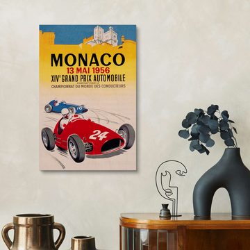 Posterlounge Holzbild Vintage Travel Collection, Großer Preis von Monaco 1956 (französisch), Vintage Illustration