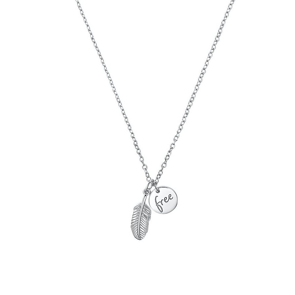 Silberkette Sterling 925 Trendiges Kette mit Must-Have Feder Damen, echtes Anhänger), für für (1-tlg., Silber, Frau ein stilvolle die s.Oliver Accessoire-