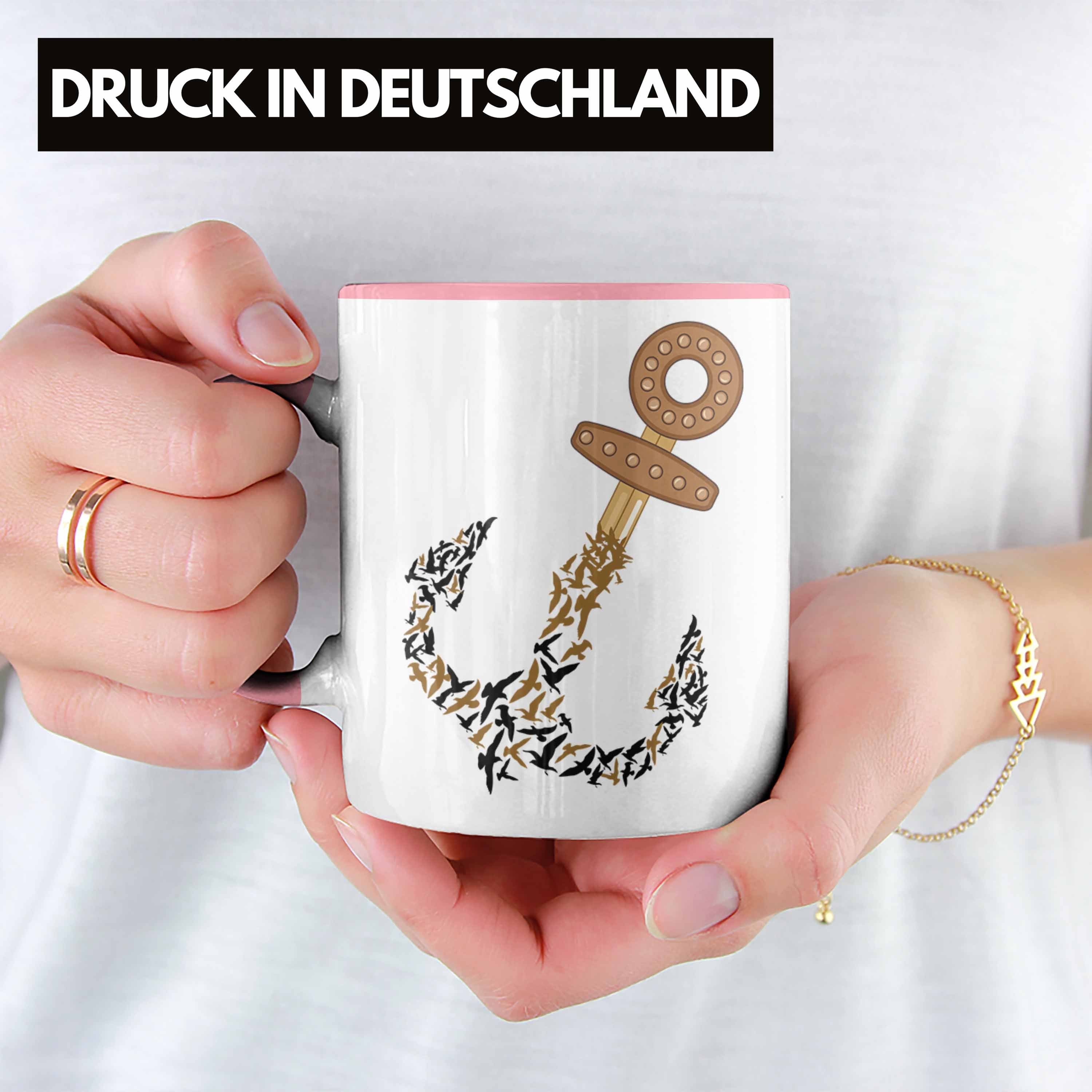 Geschenkidee Tasse Sylt Trendation Anker Tasse Deutsche Föhr Norderney Meer Ostsee Rosa Nordsee Trendation - Geschenk Inseln Urlaub Grafik