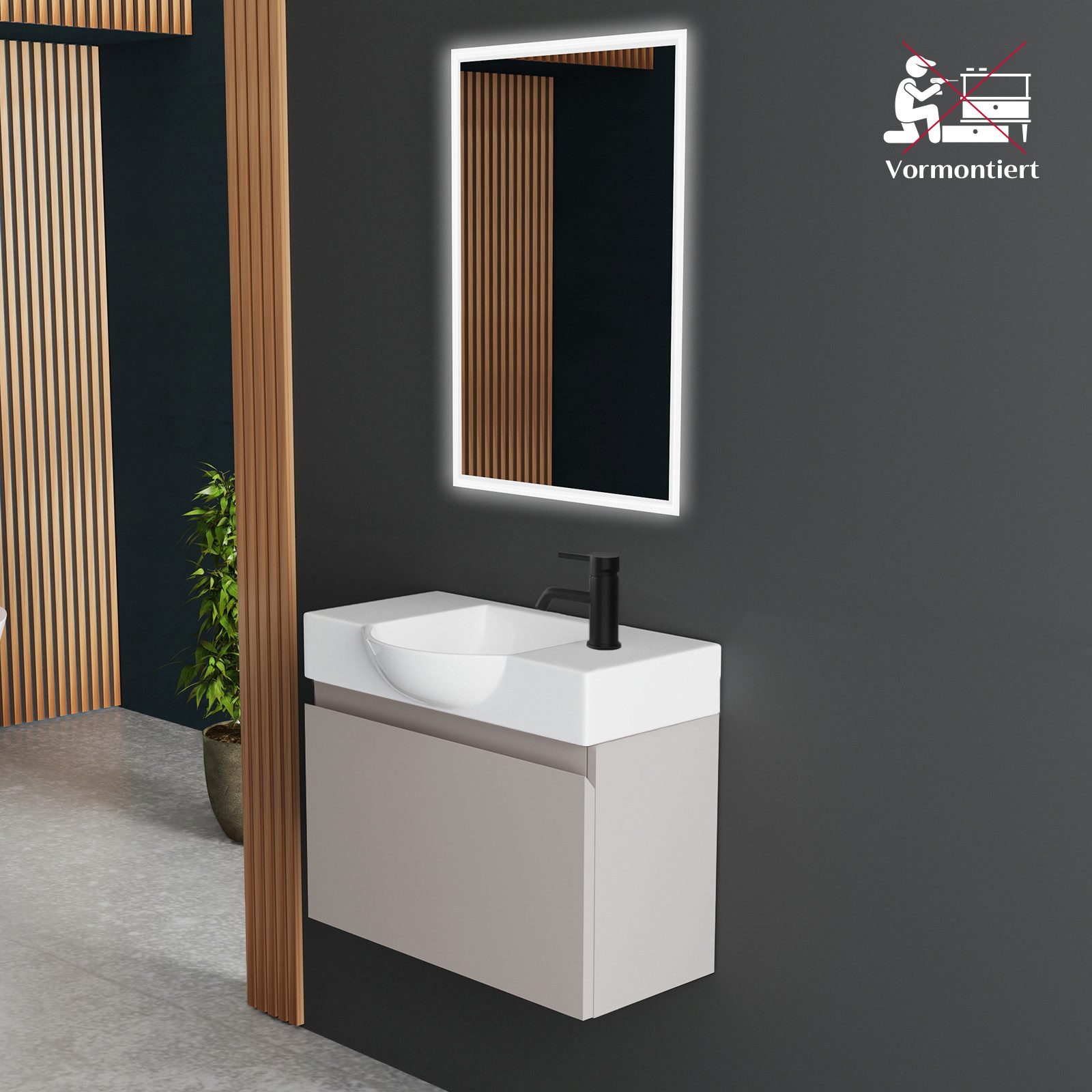 Alpenberger Badmöbel-Set Waschbecken mit Unterschrank 55 cm Breit, (Waschti günstig online kaufen