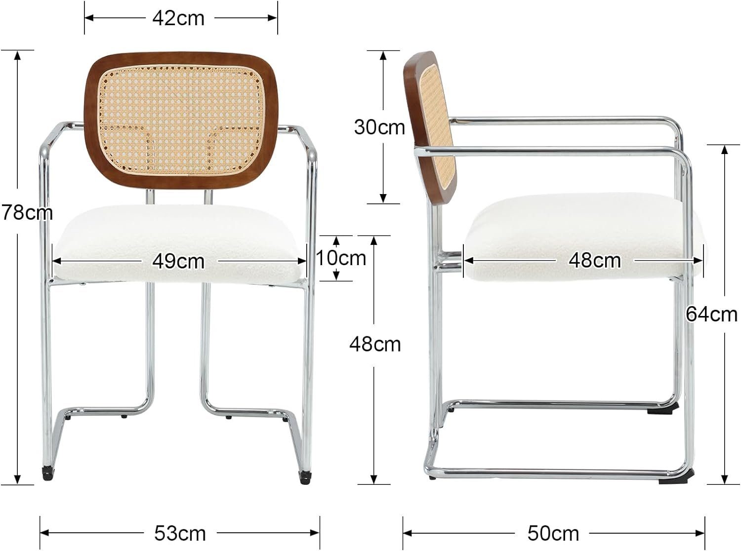 WAHSON OFFICE CHAIRS Esszimmerstuhl 2er Set Leinen Küchenstuhl Rattan geflo günstig online kaufen