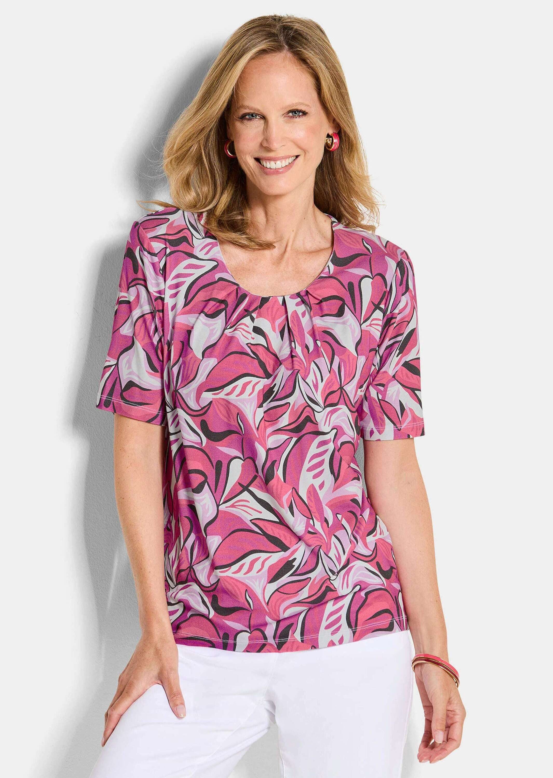 T-Shirt Cityshirt mit Blätter-Motiv
