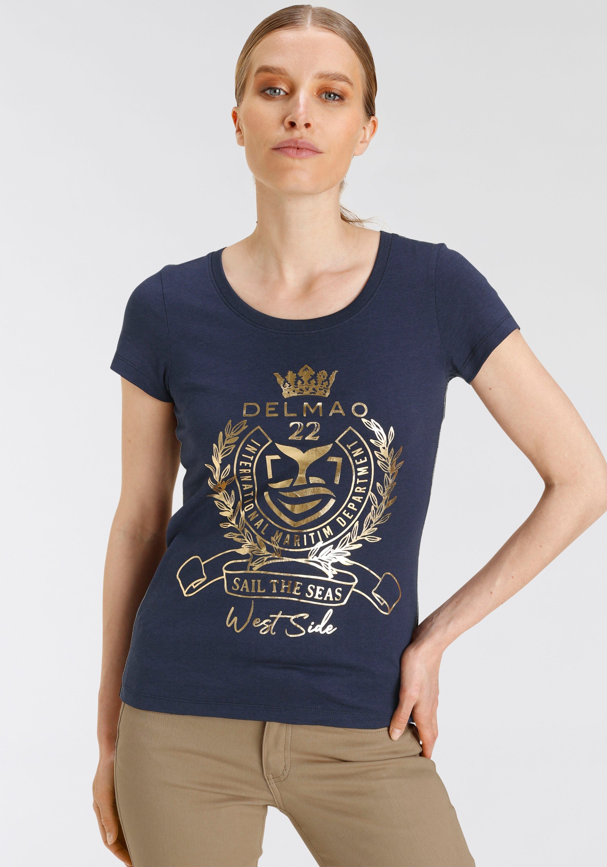 DELMAO T-Shirt mit hochwertigem, goldfarbenem Folienprint - NEUE MARKE! | T-Shirts
