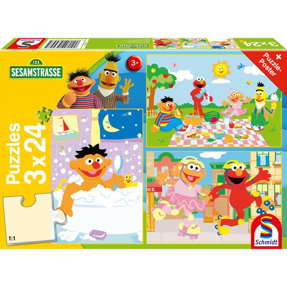 Schmidt Spiele Puzzle Sesamstraße Sachen machen 3 x 24 Teile, 24 Puzzleteile