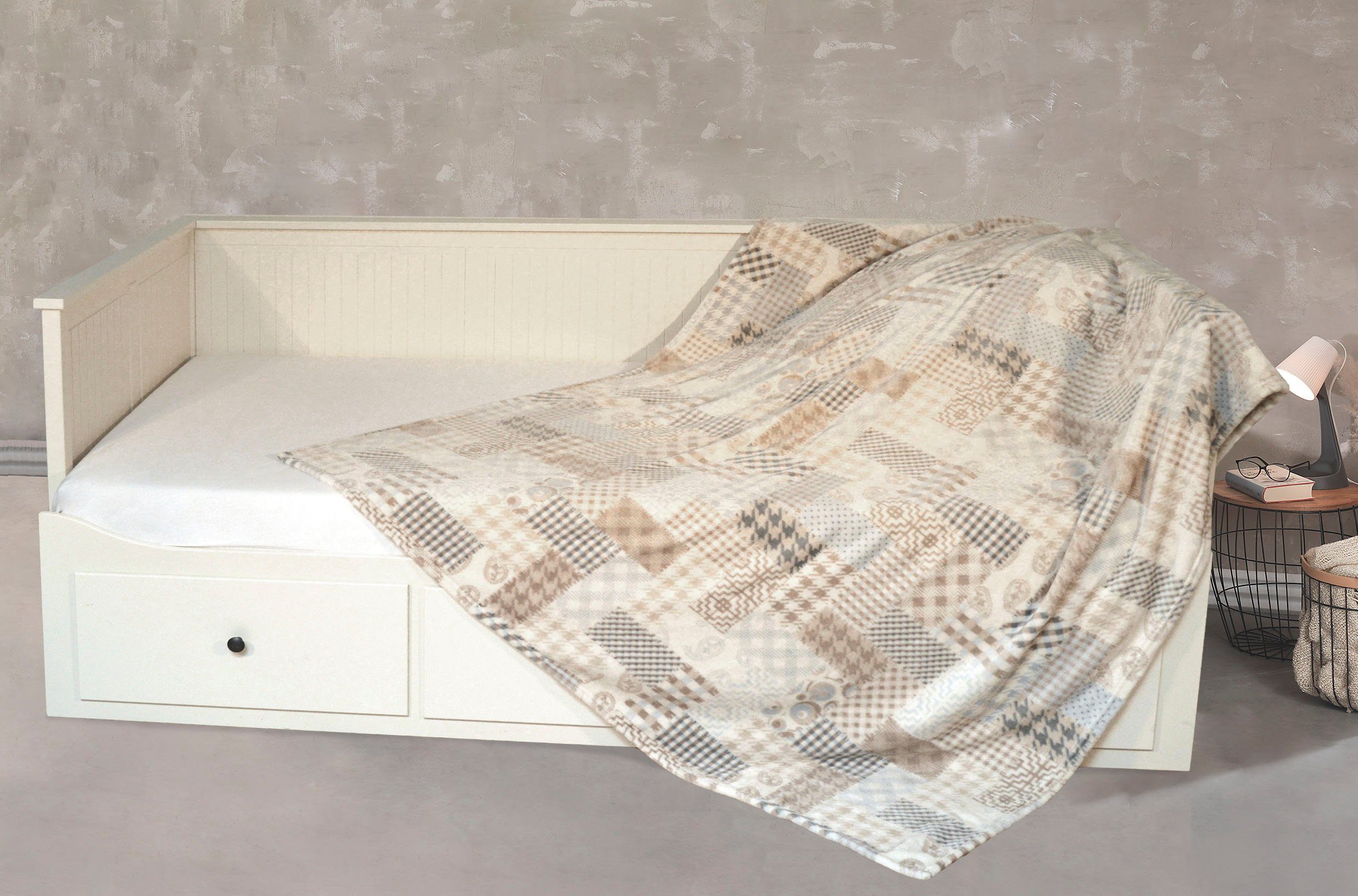 Wohndecke Kaschmirtouch, KiNZLER, elegantes Allover-Design, Kuscheldecke, bedruckt, 150x200 cm