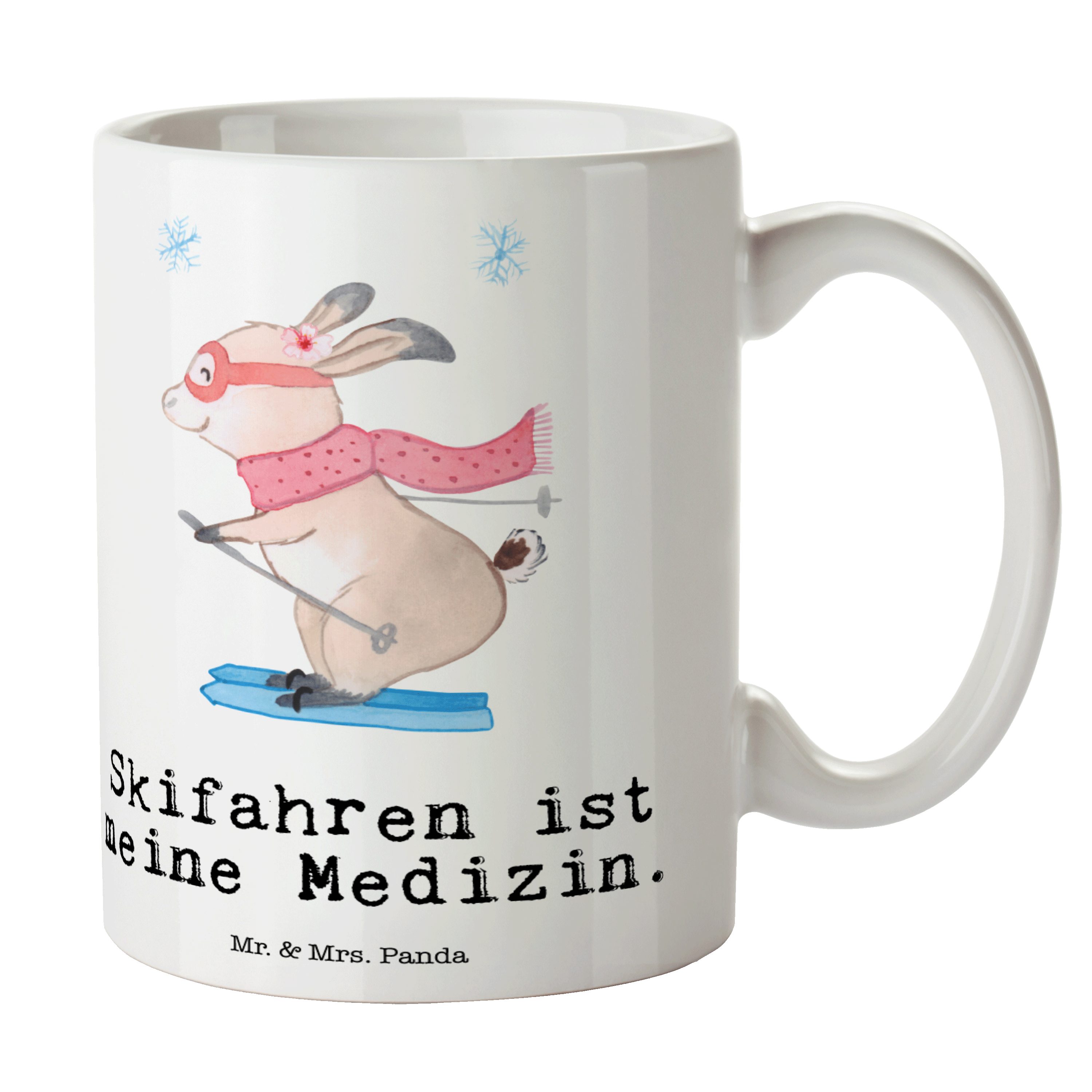Mr. & Mrs. Panda Tasse Bär Skifahren Medizin - Weiß - Geschenk, Sport, Kaffeetasse, Keramikt, Keramik | Tassen
