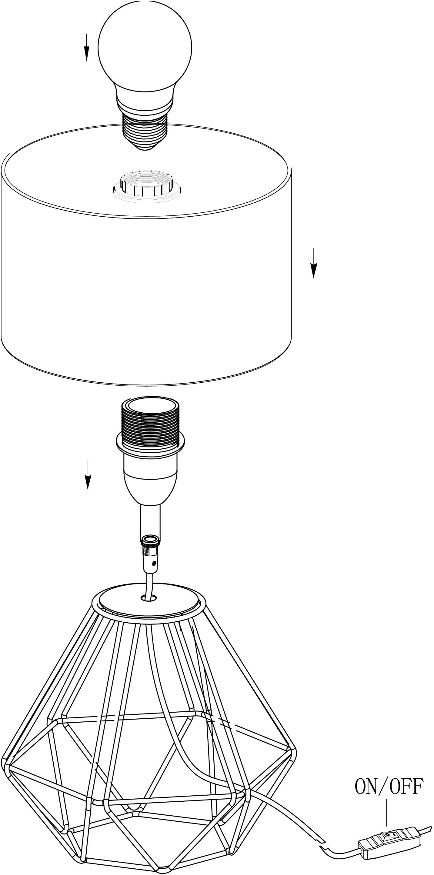Schwarz, Vintage Tischleuchte, Leuchtmittel, ohne Leuchtmittel 2, CARLTON Tischleuchte wechselbar, EGLO Fassung: Nachttischlampe, weiß, E14