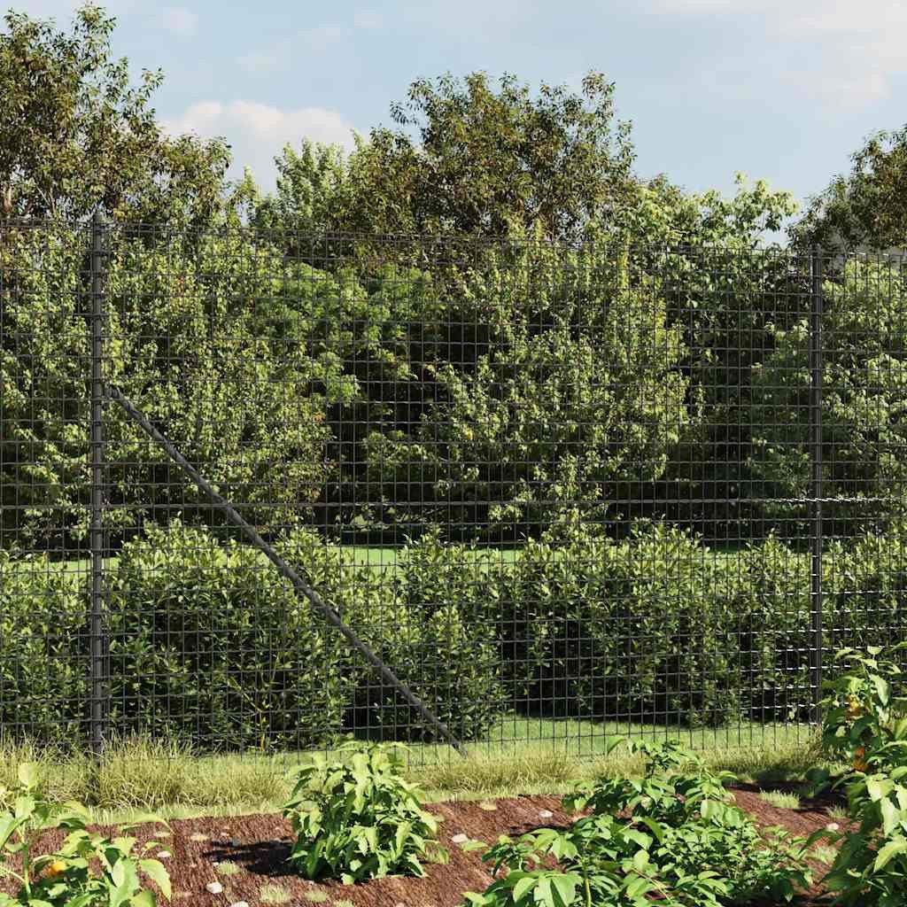vidaXL Gartenzaun Maschendrahtzaun mit Bodenflansch Anthrazit 1,6x10 m, (1-St)