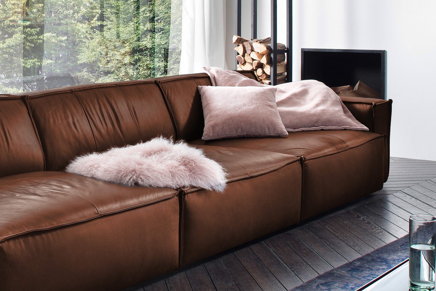 KAWOLA Sofa verschiedene Farben braun SAMU, Leder Riesensofa