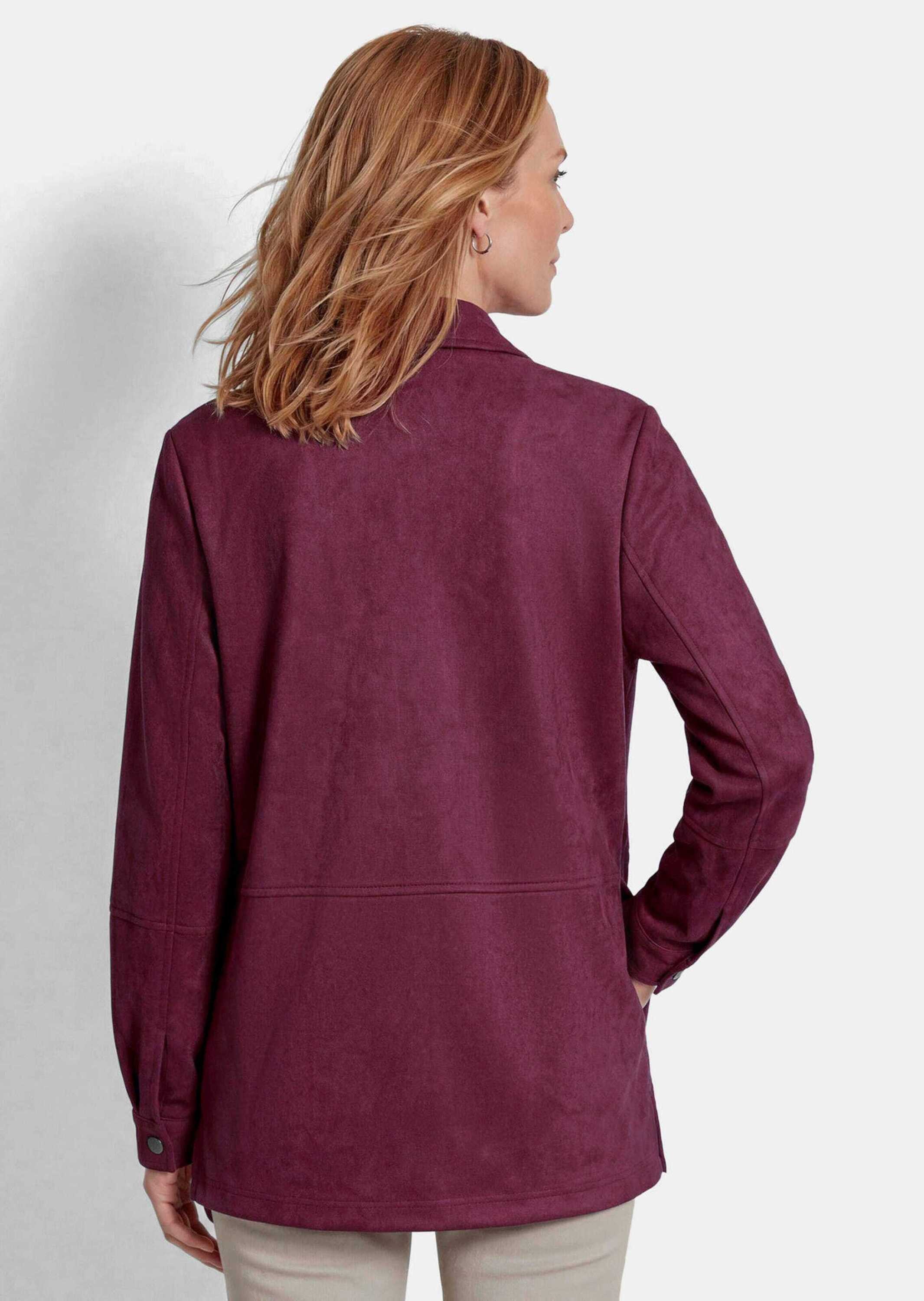 GOLDNER Outdoorjacke Hemdjacke in Veloursleder-Optik Gerade geschnittene Blusenjacke mit Hemdkragen und Knopfleiste