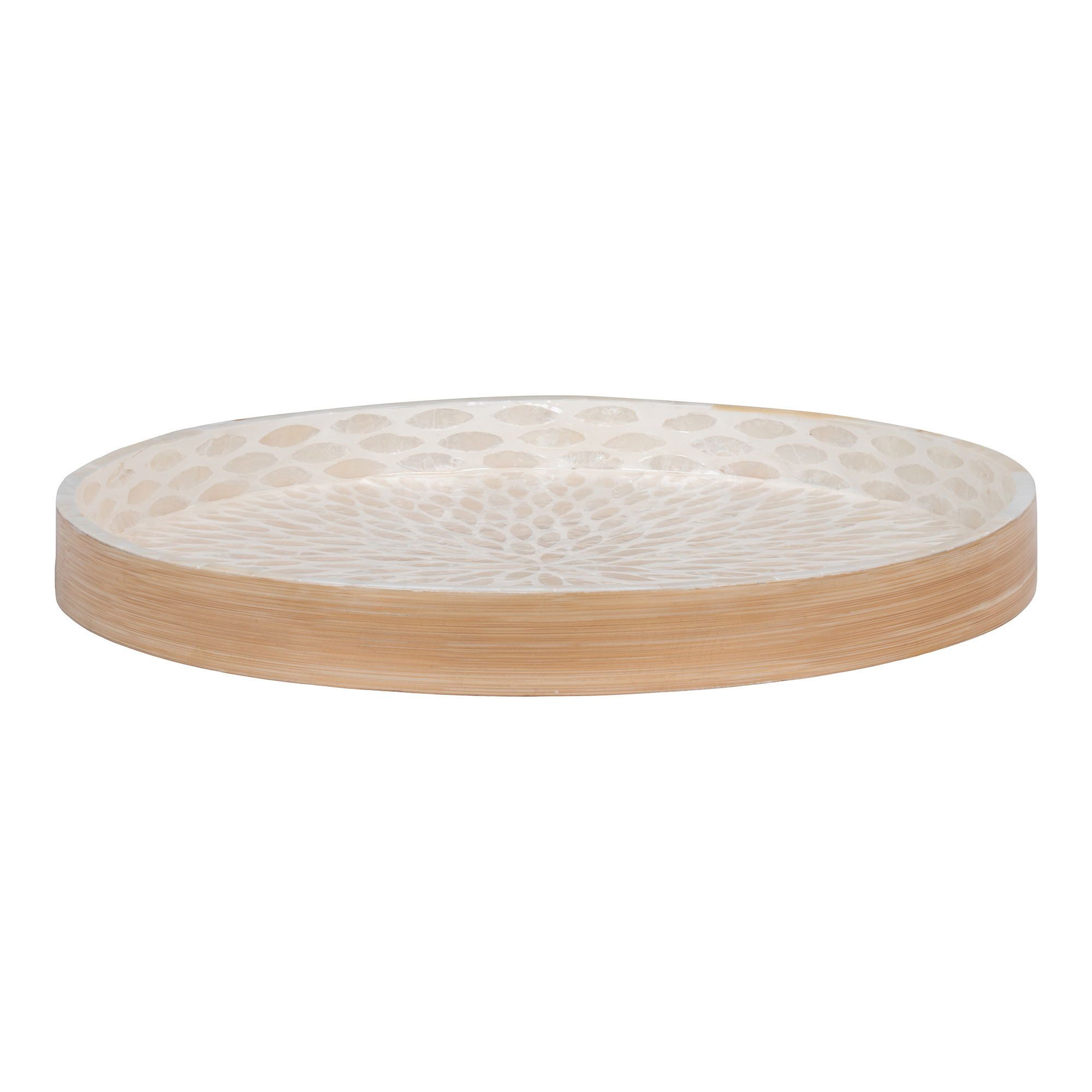 Servierplatte Tablett Bambus, MDF, Capiz Beige