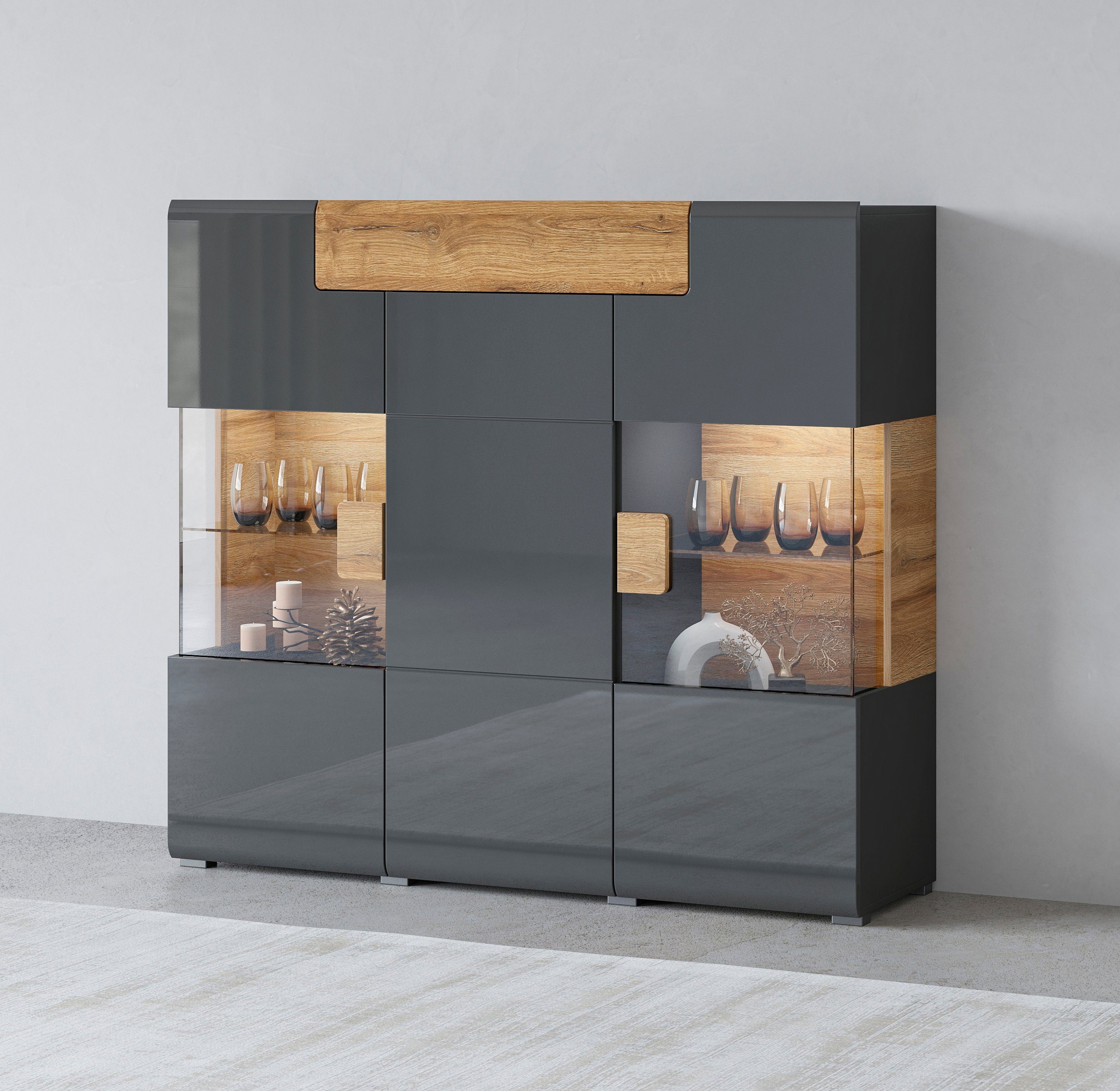 INOSIGN Highboard Toledo,Breite 147,5cm,trendige Hochkommode mit 3Türen und günstig online kaufen