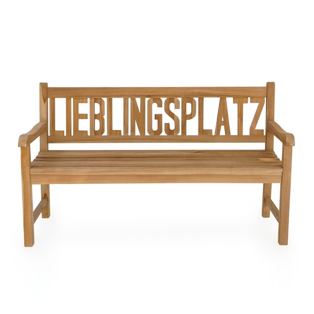 Sitzbank Massive Teak Sitzbank LIEBLINGSPLATZ 150cm Gartenbank Holzbank