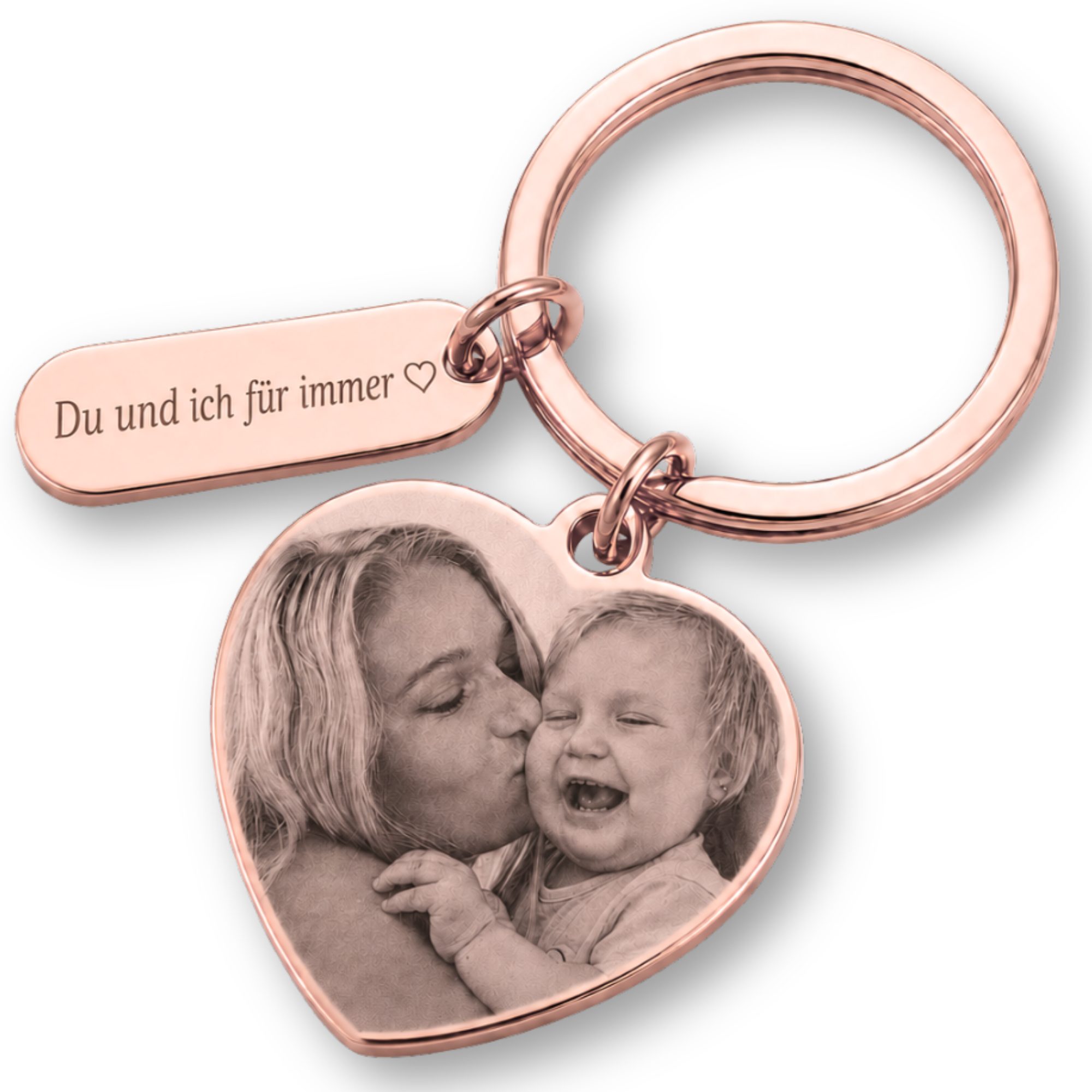 BS Schmuckdesign Schlüsselanhänger mit Gravur Foto Schlüsselanhänger personalisiert mit Gravur Anhänger mit Bild (2-tlg., Foto graviert)