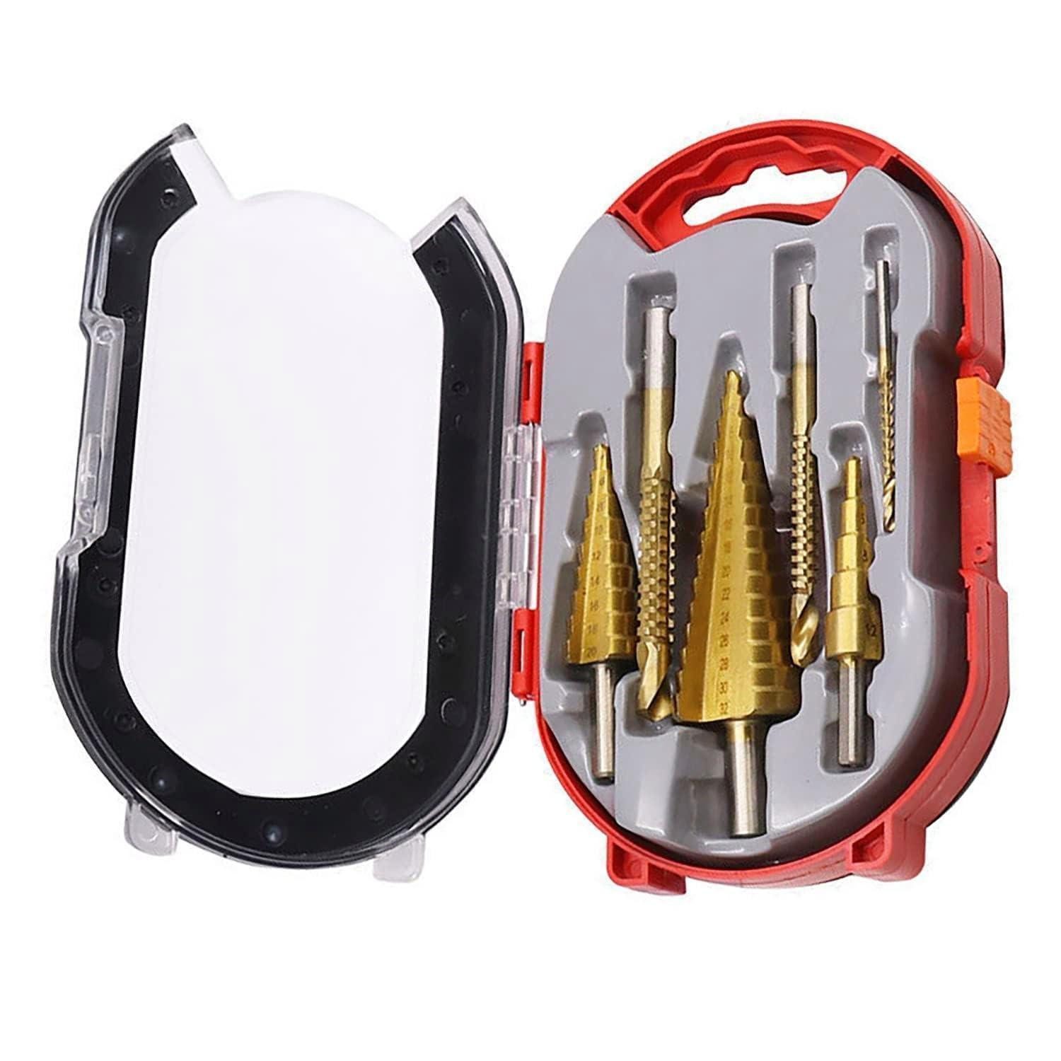 LuxusKollektion Stufenbohrer Stufenbohrer-Set 6-tlg HSS Titanbeschichtung 4-32 mm inkl Spiralbohrer
