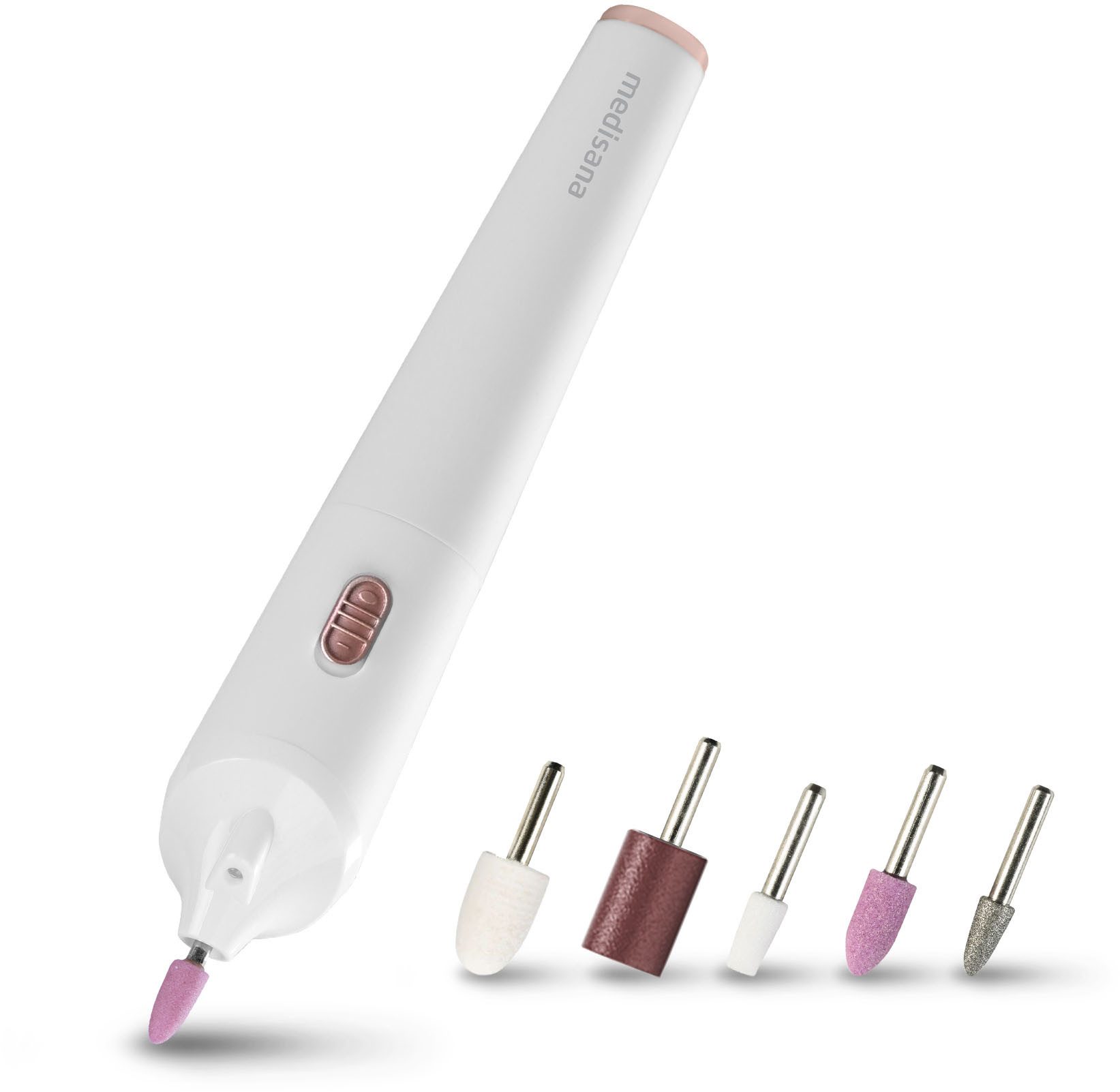 medisana Maniküre-Pediküre-Set MP 900, 5-tlg., 5 Aufsätze, für Nägel, Nagelhaut und Hornhaut, batteriebetrieben