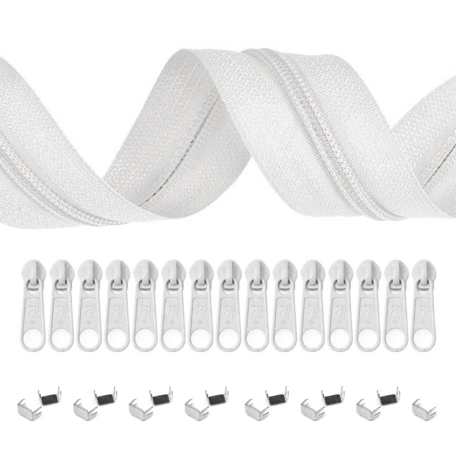 maDDma Kreativset 5m Endlos-Reißverschluss 3mm mit 10 Zippern und 15 Endstücke