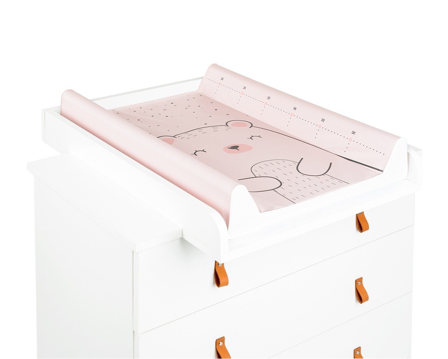 70x50 wasserdichter Wickelauflage Bezug Wickelauflage (1-tlg), Rand, rosa Weich-PVC erhöhter Kikkaboo pink