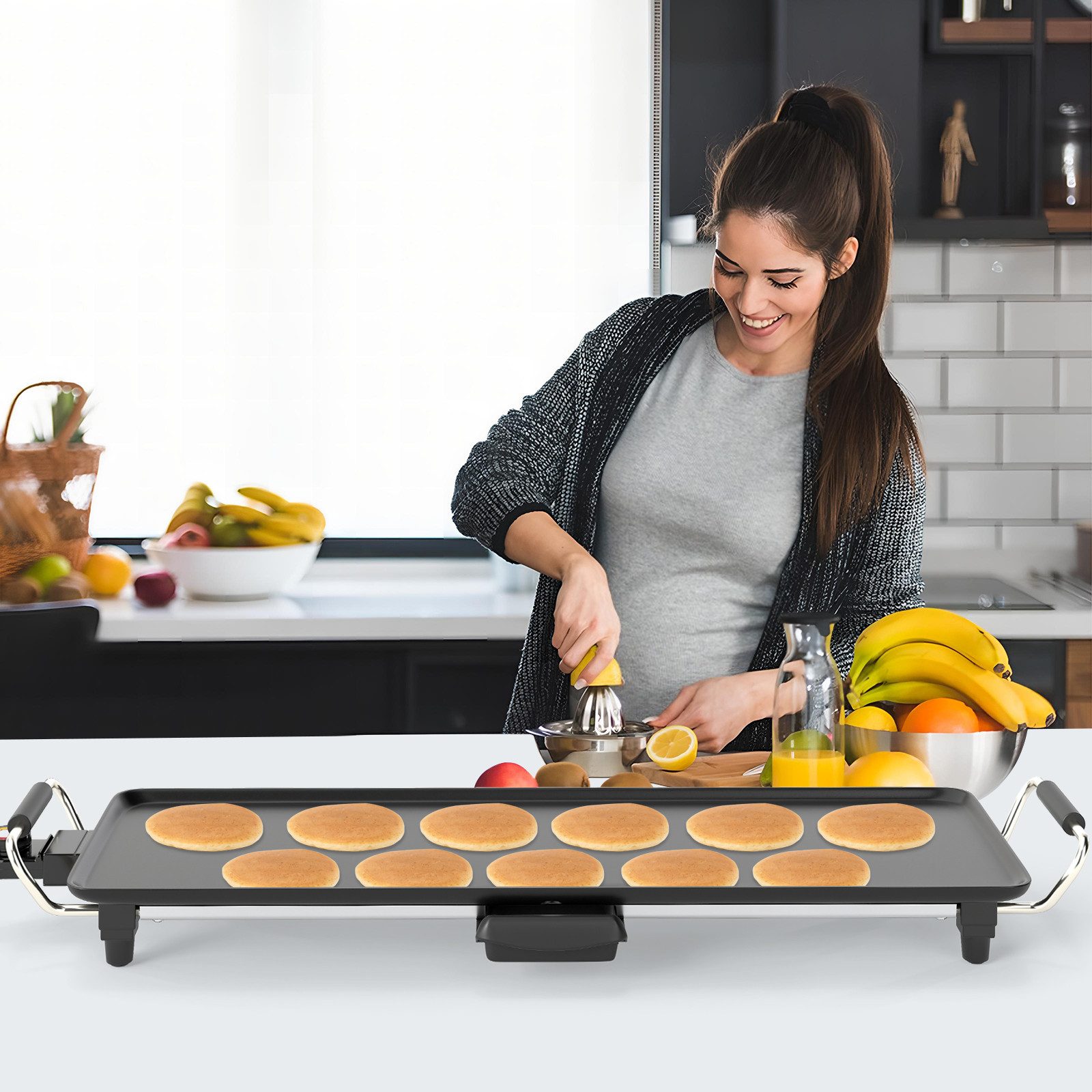 KOMFOTTEU Tischgrill, 1800 W, Teppanyaki Grill für 6-8 Personen, mit 4- einstellbarer Temperatur