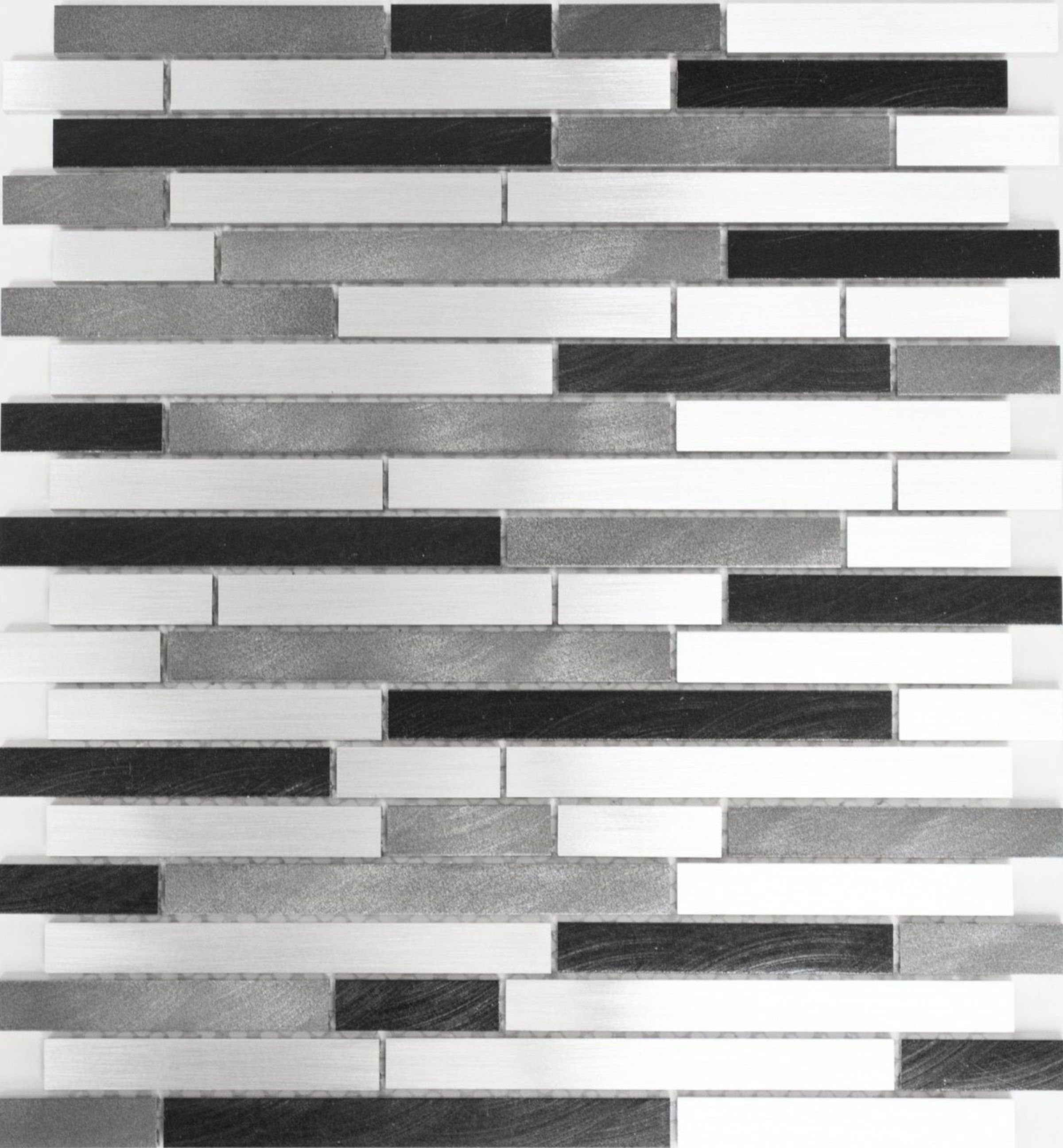 Mosani Mosaikfliesen Mosaik Fliese Aluminium Verbund grau schwarz Küchenwand