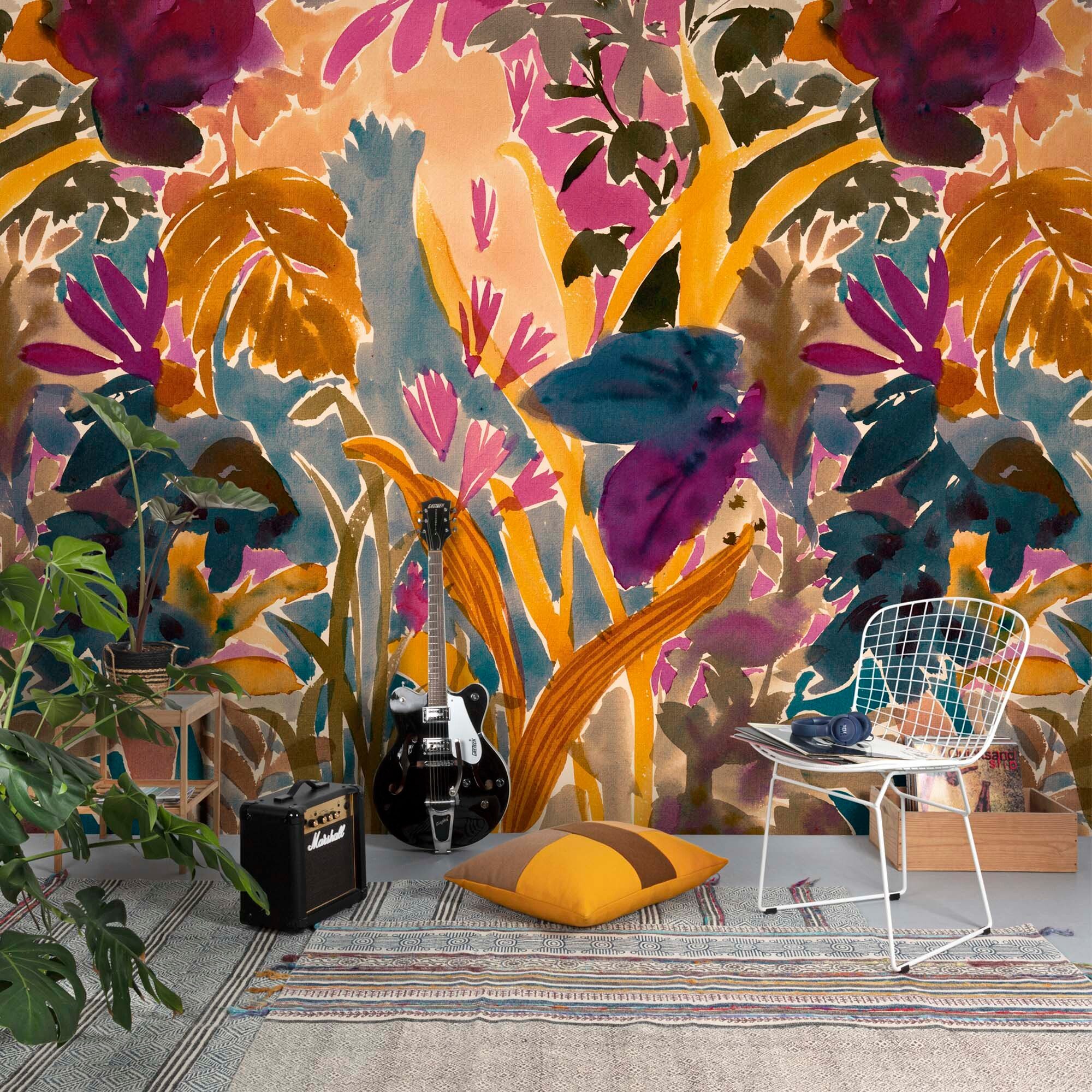 Rasch Fototapete Blumen in Pink, Roomblush Honey RB459 - 2,80m x 1,59m, glatt, floral, botanisch, geblümt, (1 St), Abstrakte Blumenvielfalt