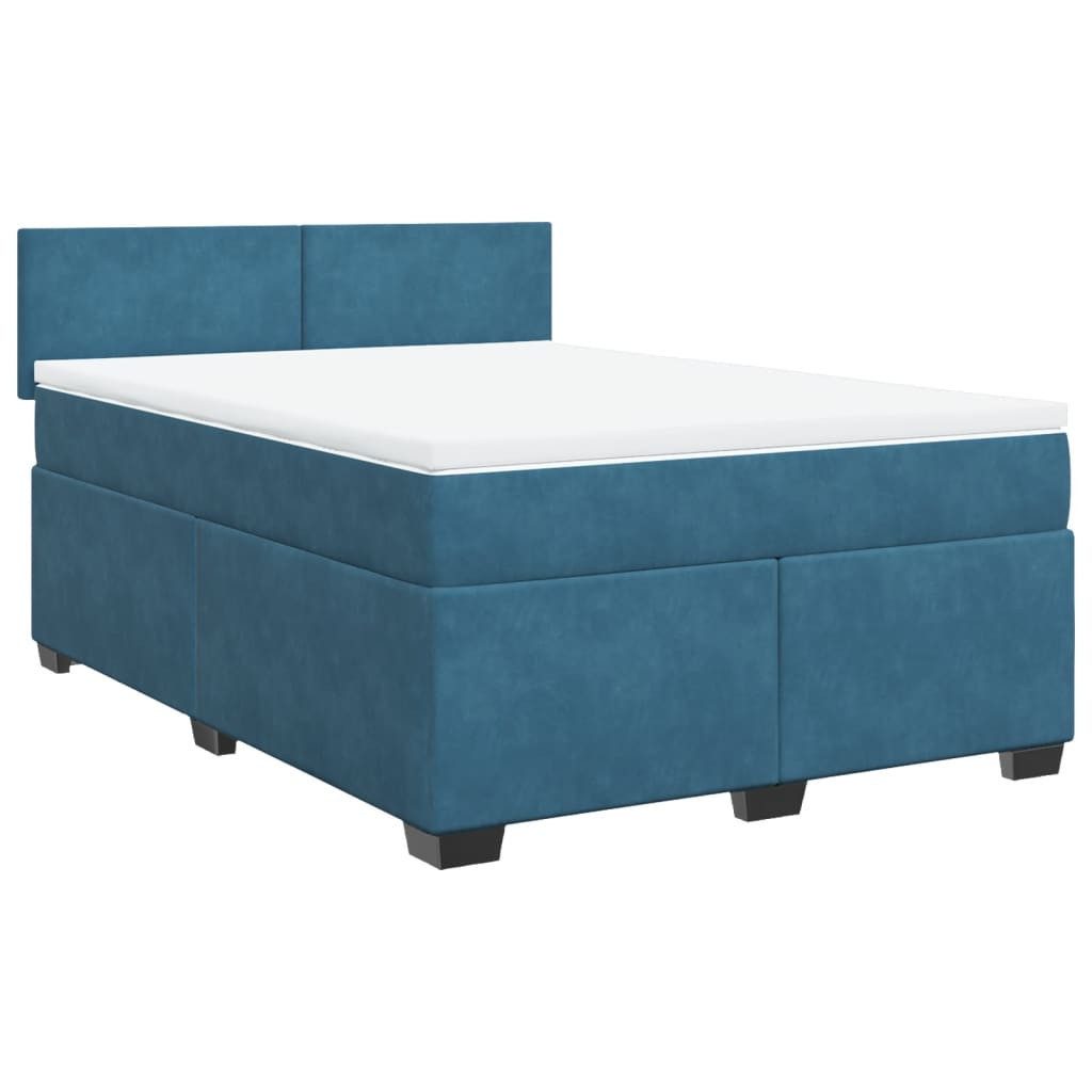 vidaXL Bett Boxspringbett mit Matratze Dunkelblau günstig online kaufen