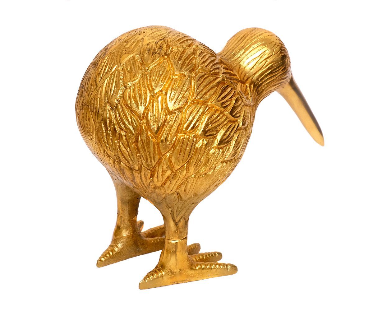 Brillibrum Dekofigur Kiwi versilbert Laufvogel Metall Tierfigur Silber Glücksbringer Schwarz Tier Lila Dekoration Vogel Figur Gold Handarbeit Deko Neuseeland